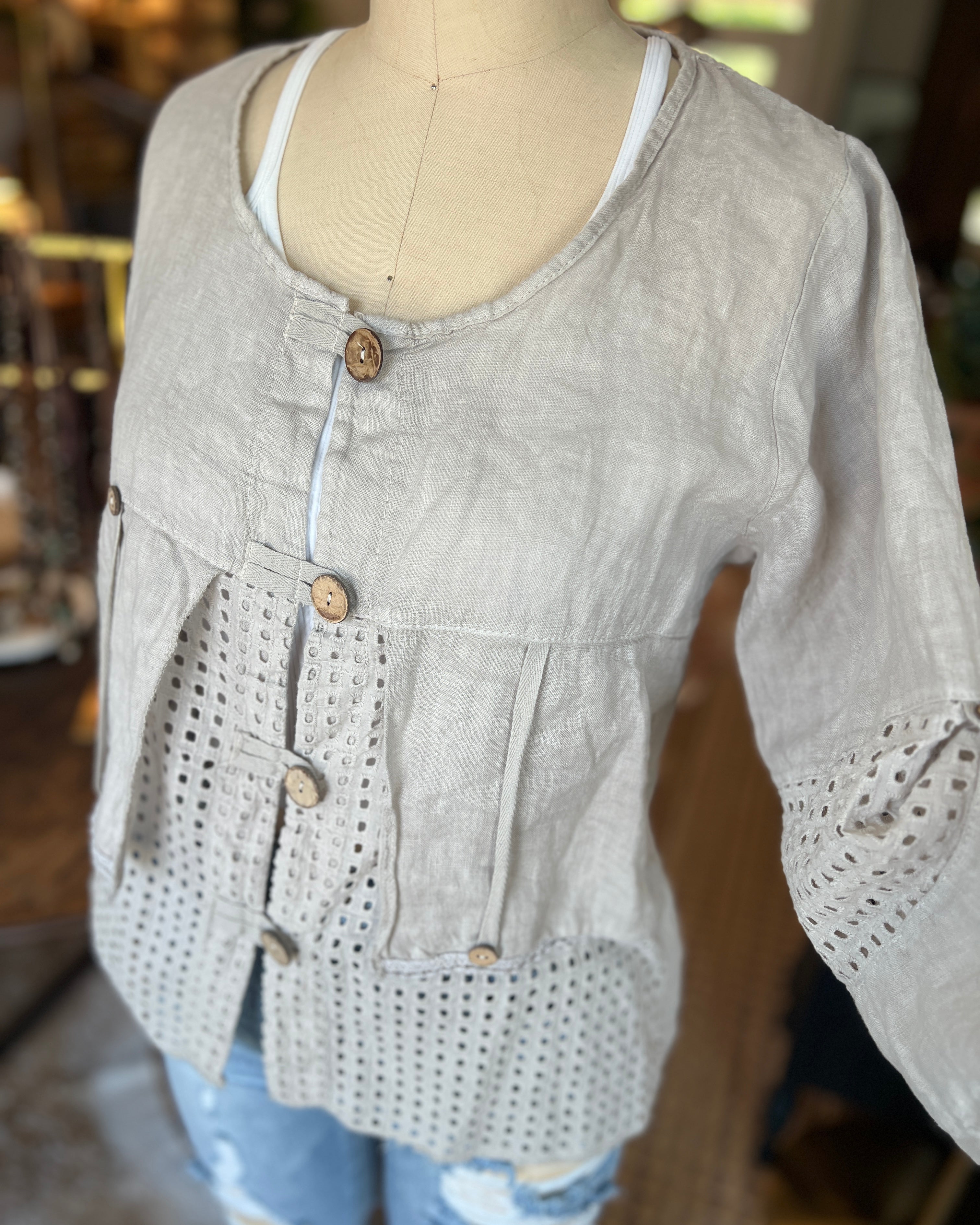 Openwork Button Jacket