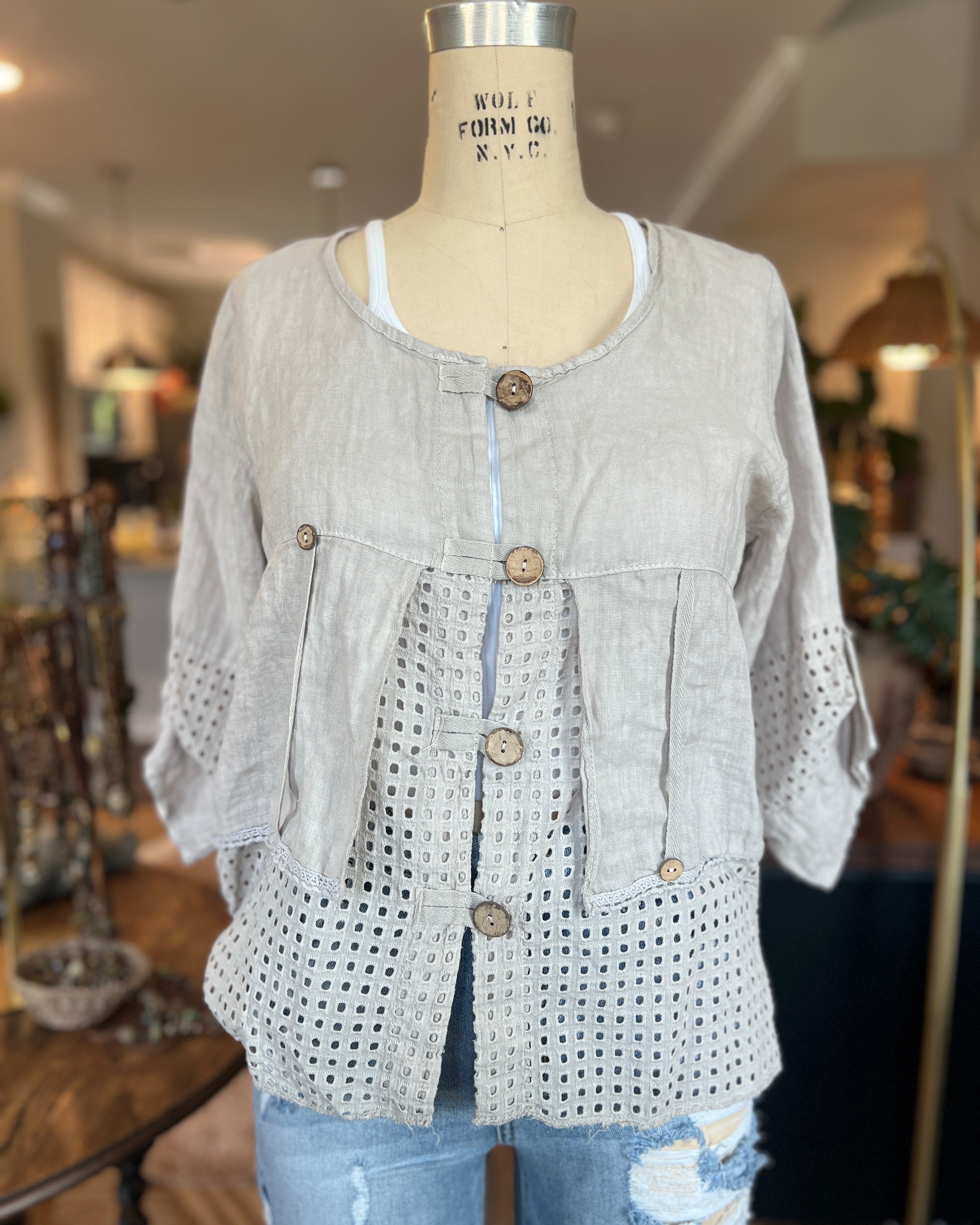 Openwork Button Jacket
