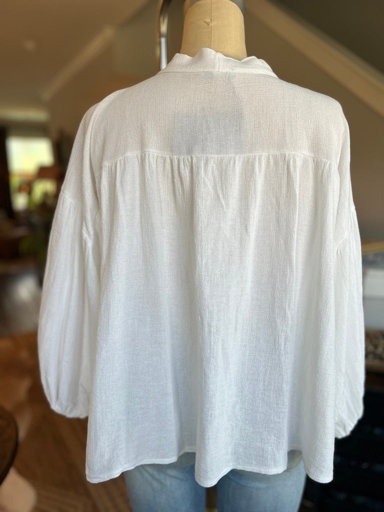 Bohemian White Linen Blouse