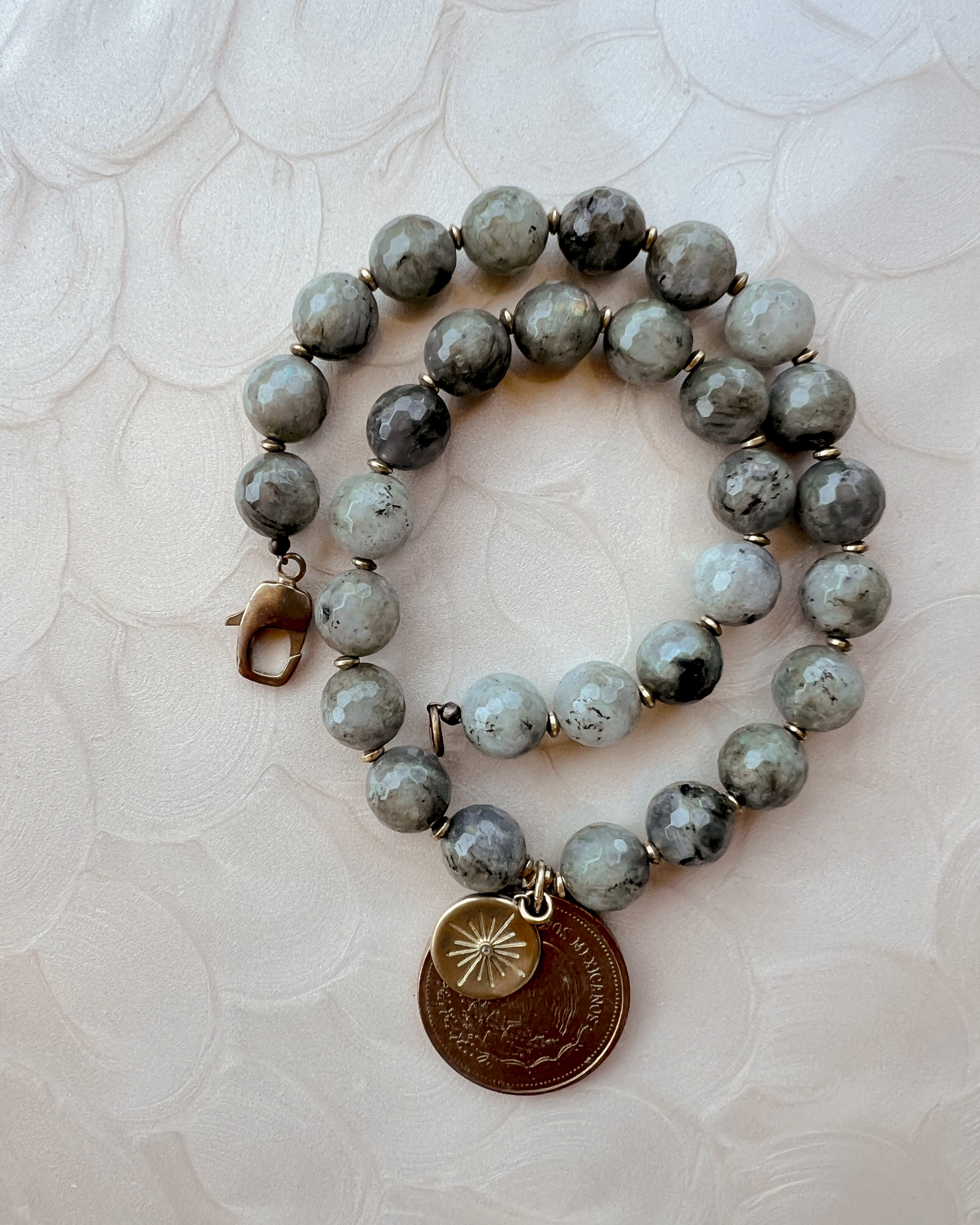 Labradorite Large Coin Boho Strand