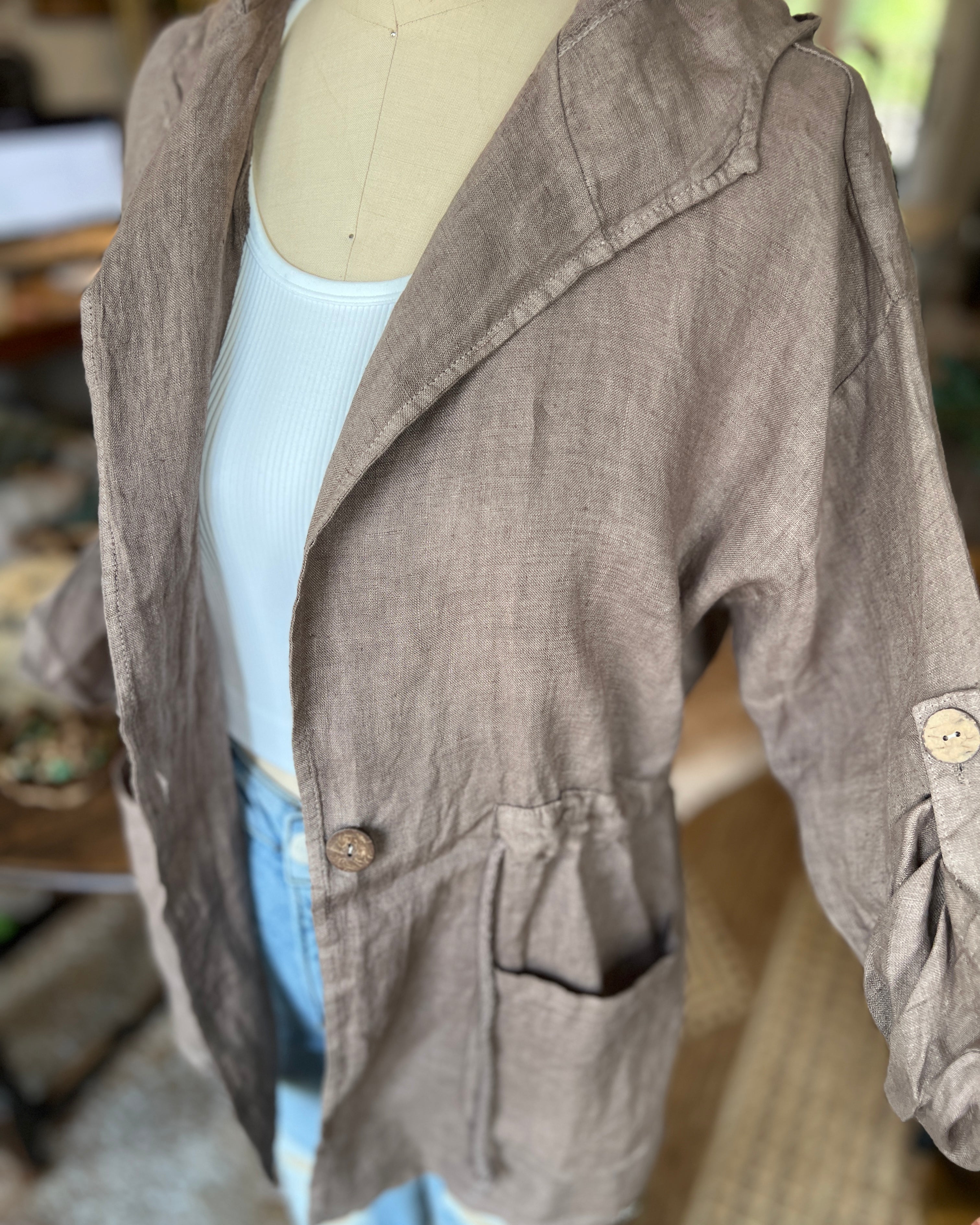 Hooded Summer Linen Jacket