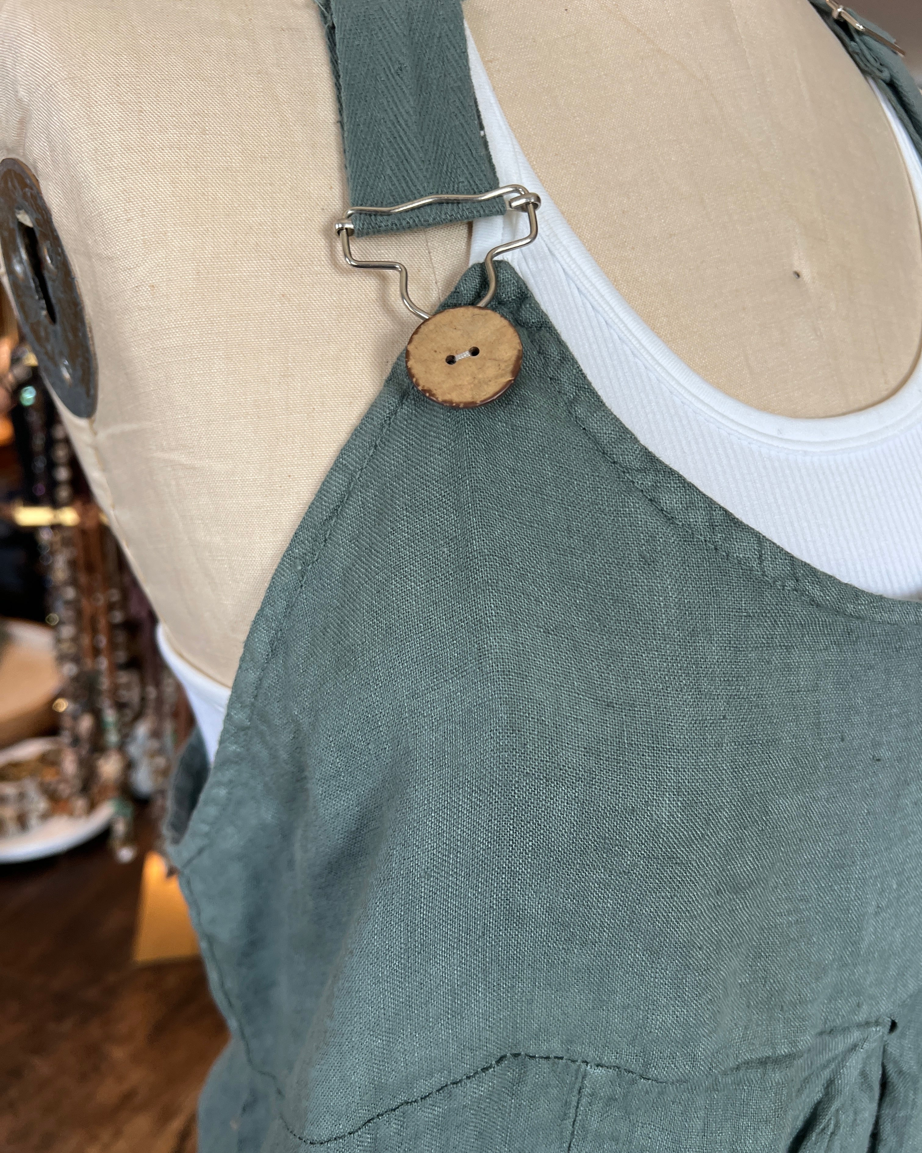 Bohemian Linen Bibs (Blue Green)