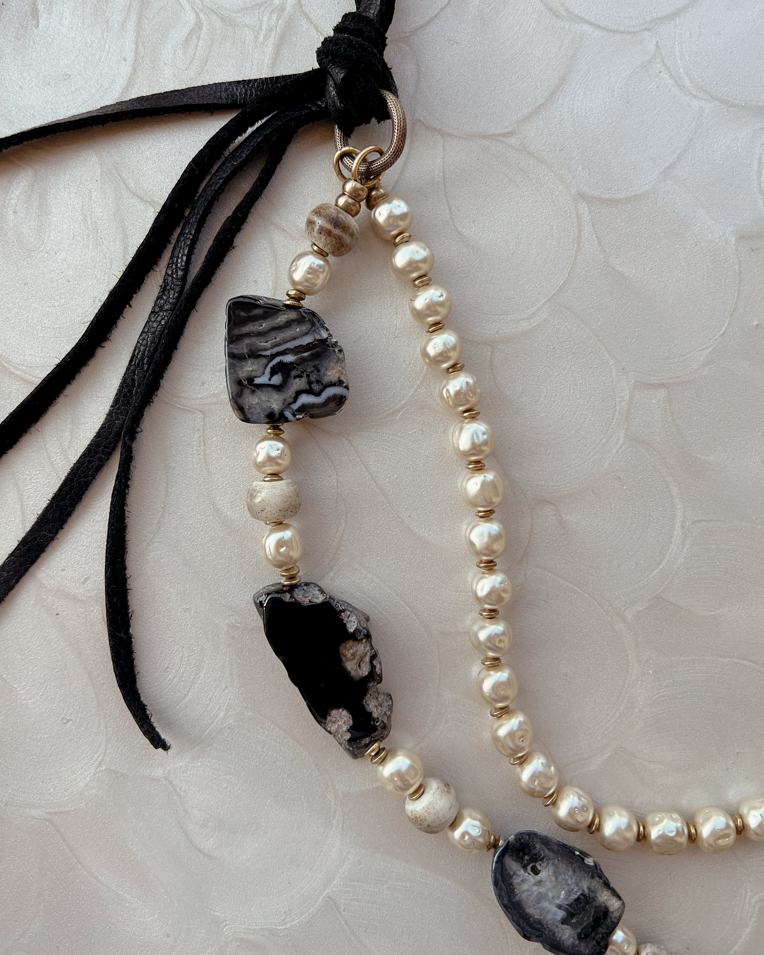 Black Agate & Pearl Strand