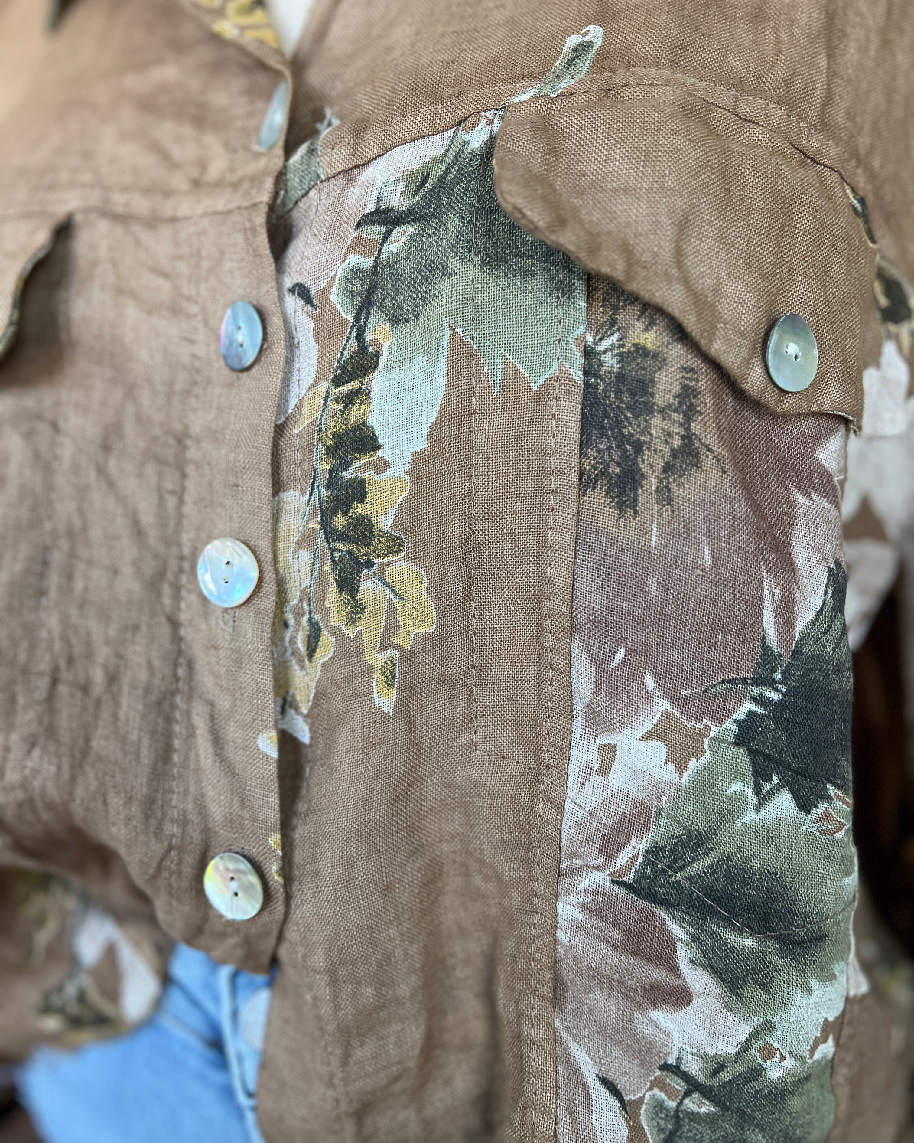 Floral Linen Shirt Jacket