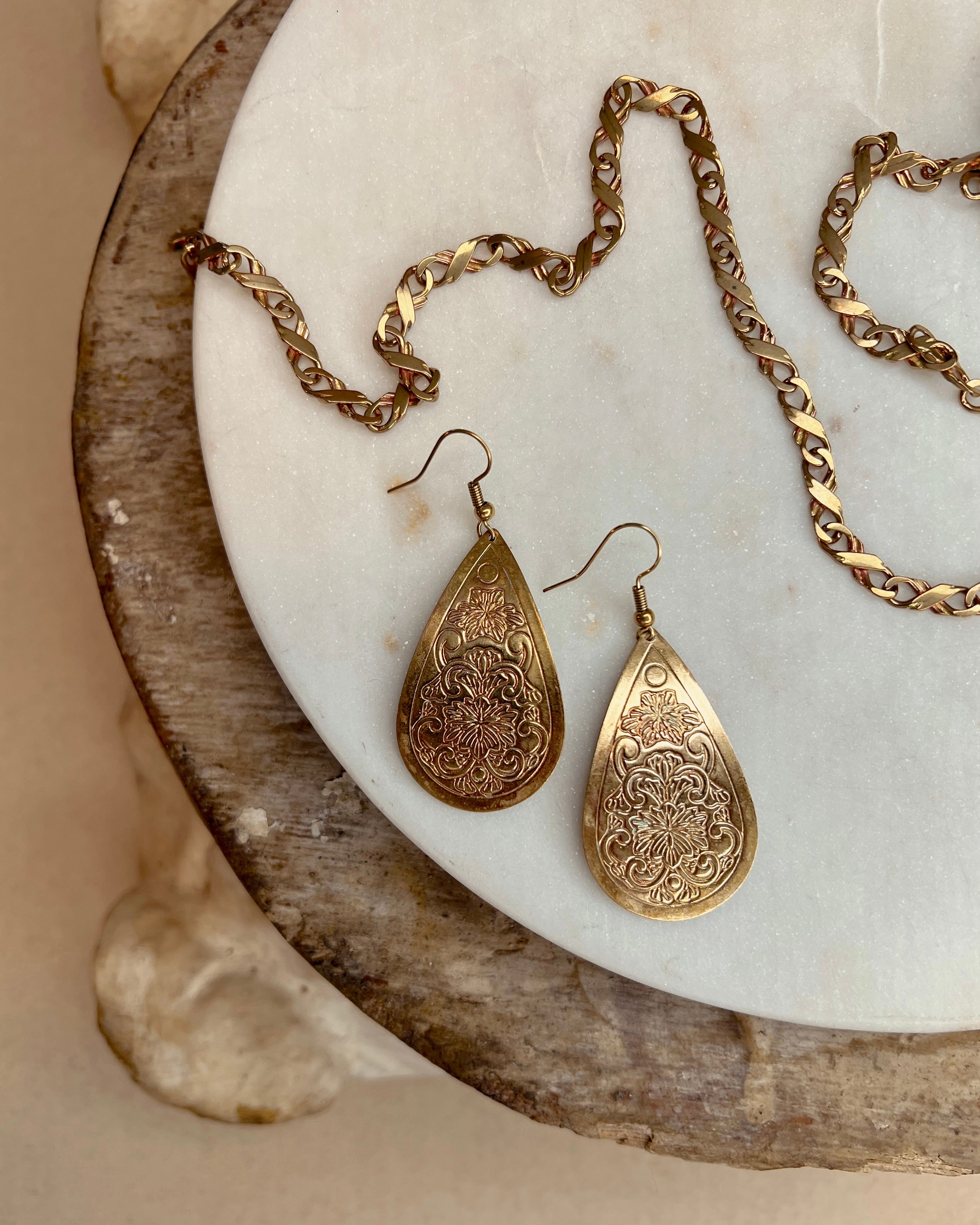 Vintage Brass Teardrop Dangle