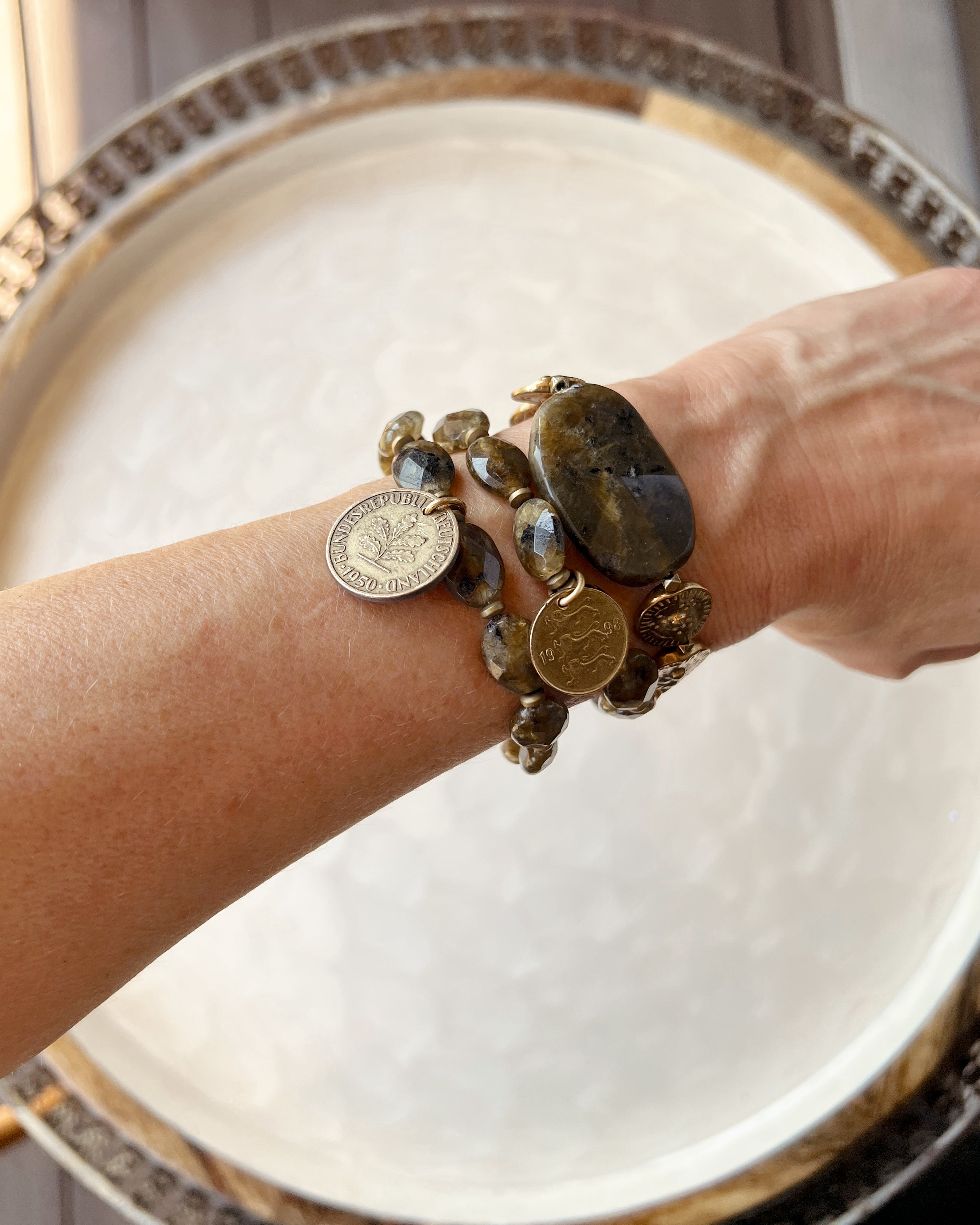 Labradorite & Brass Stack