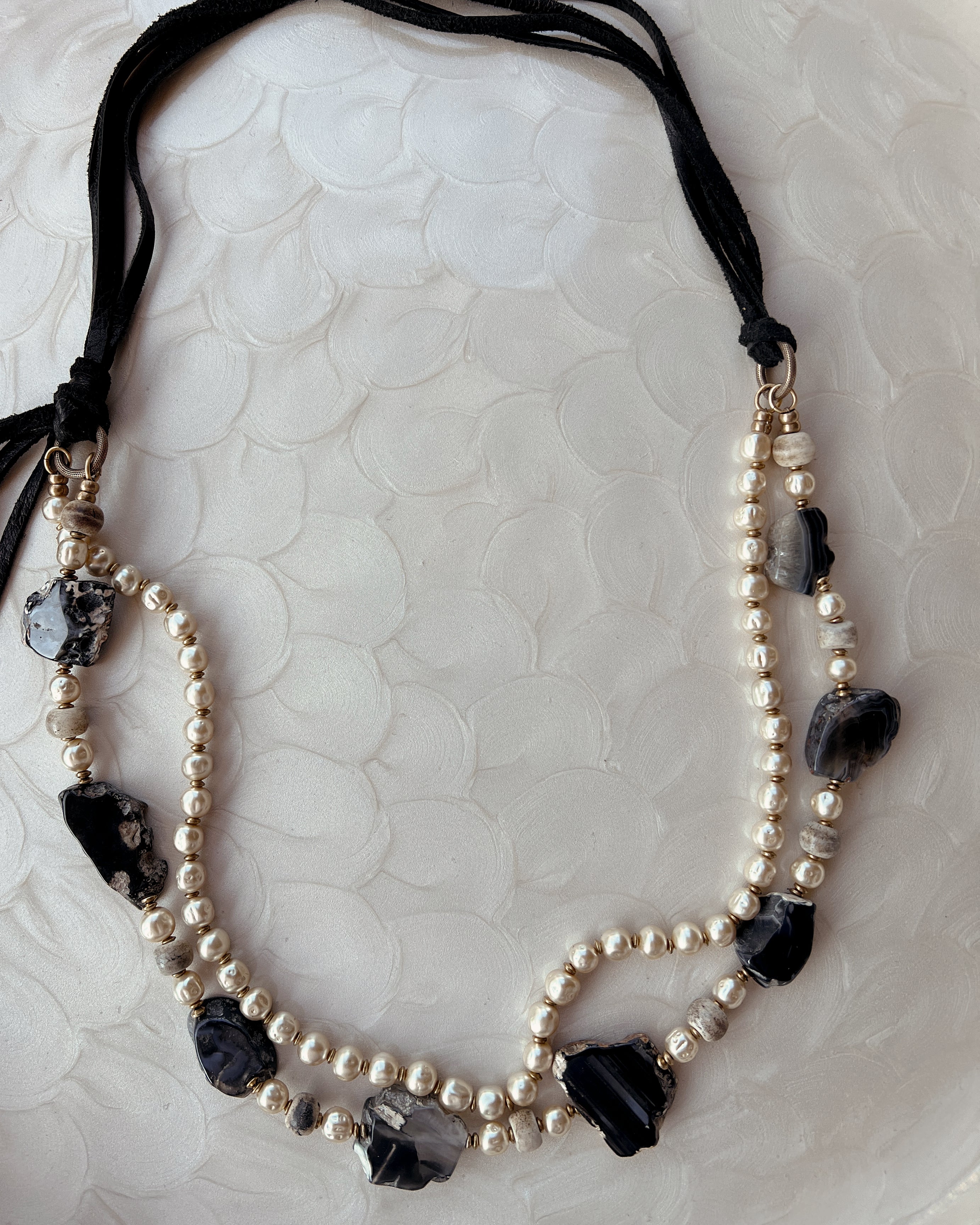 Black Agate & Pearl Strand