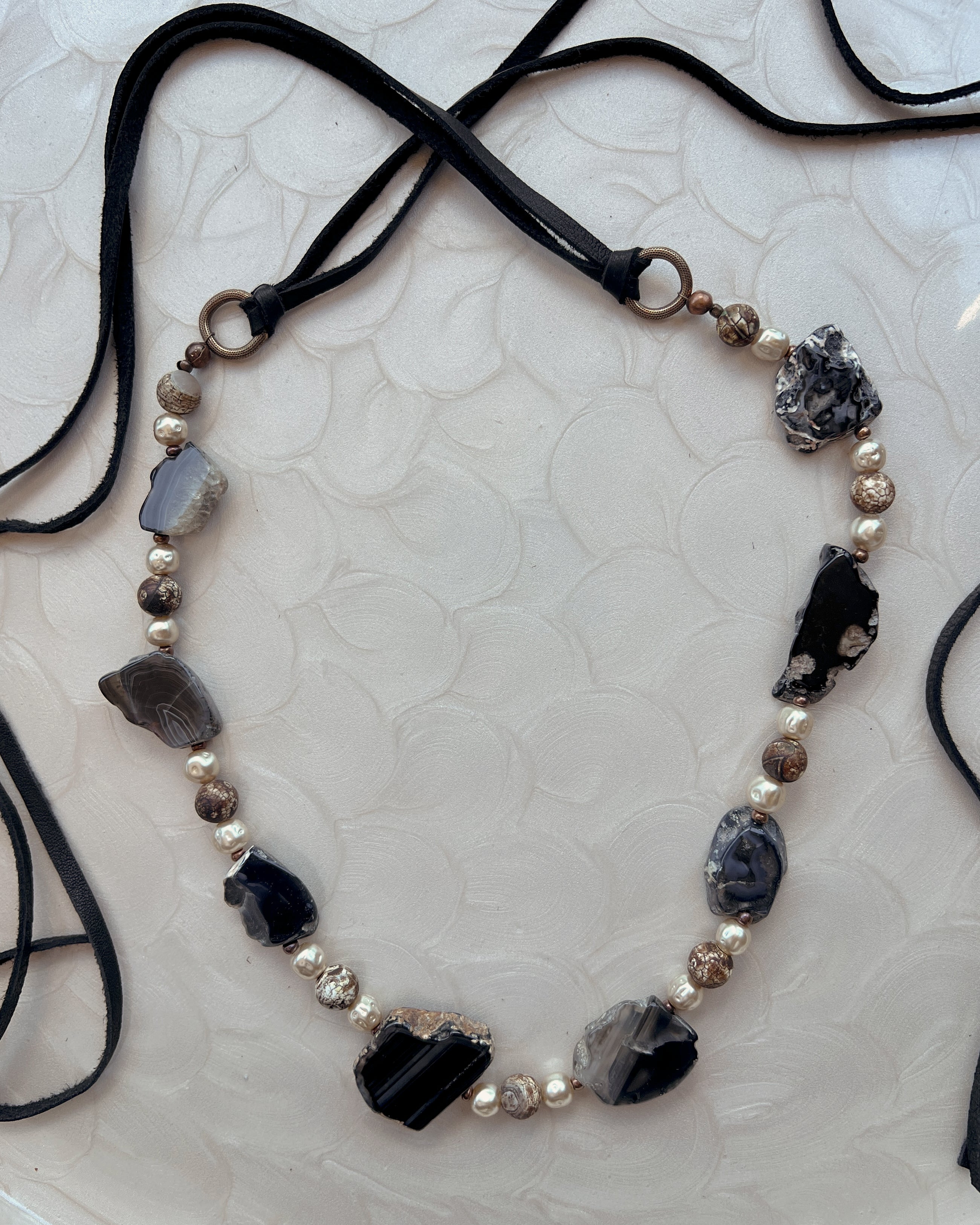 Black Agate & Pearl Strand