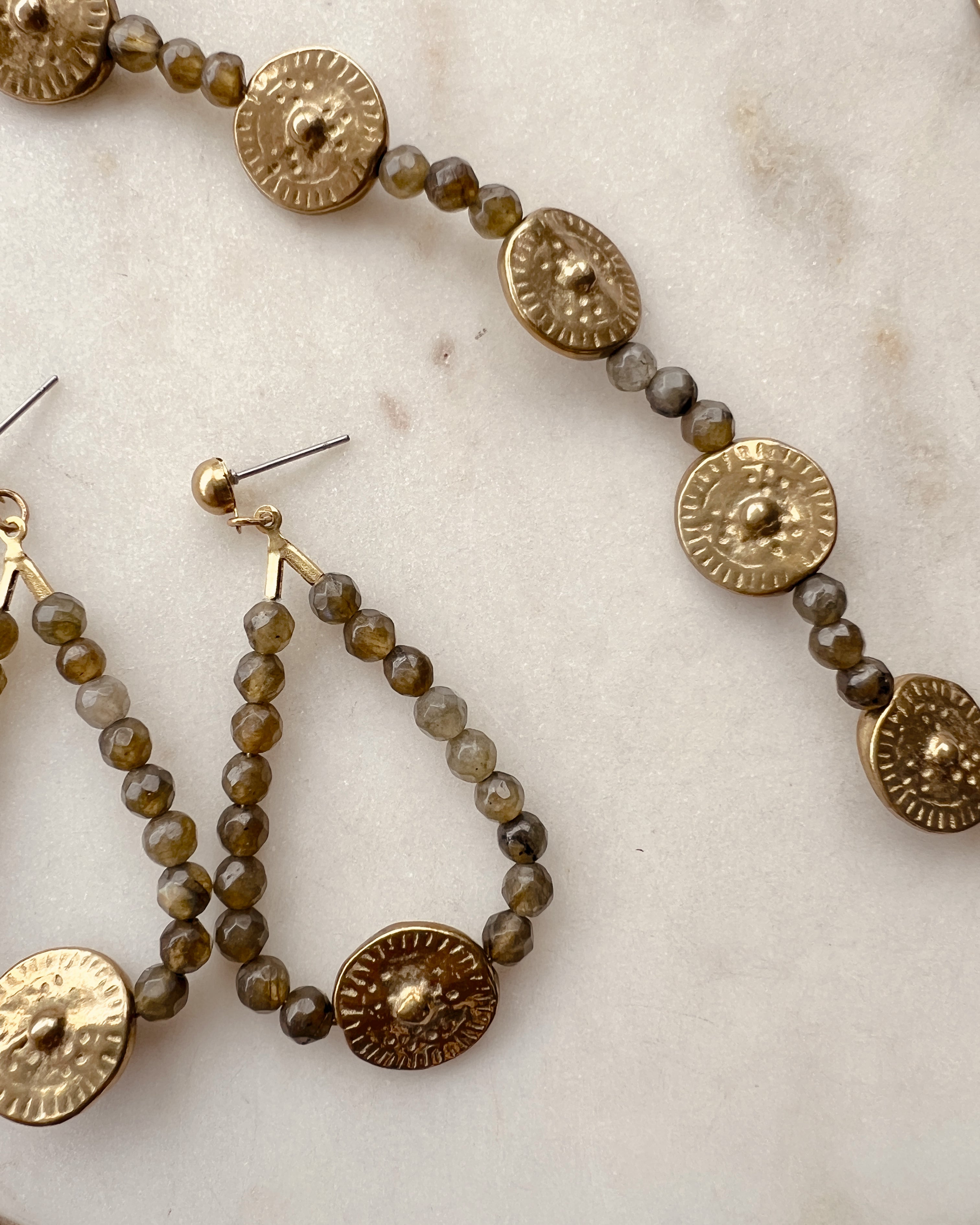 Labradorite & Brass Drops
