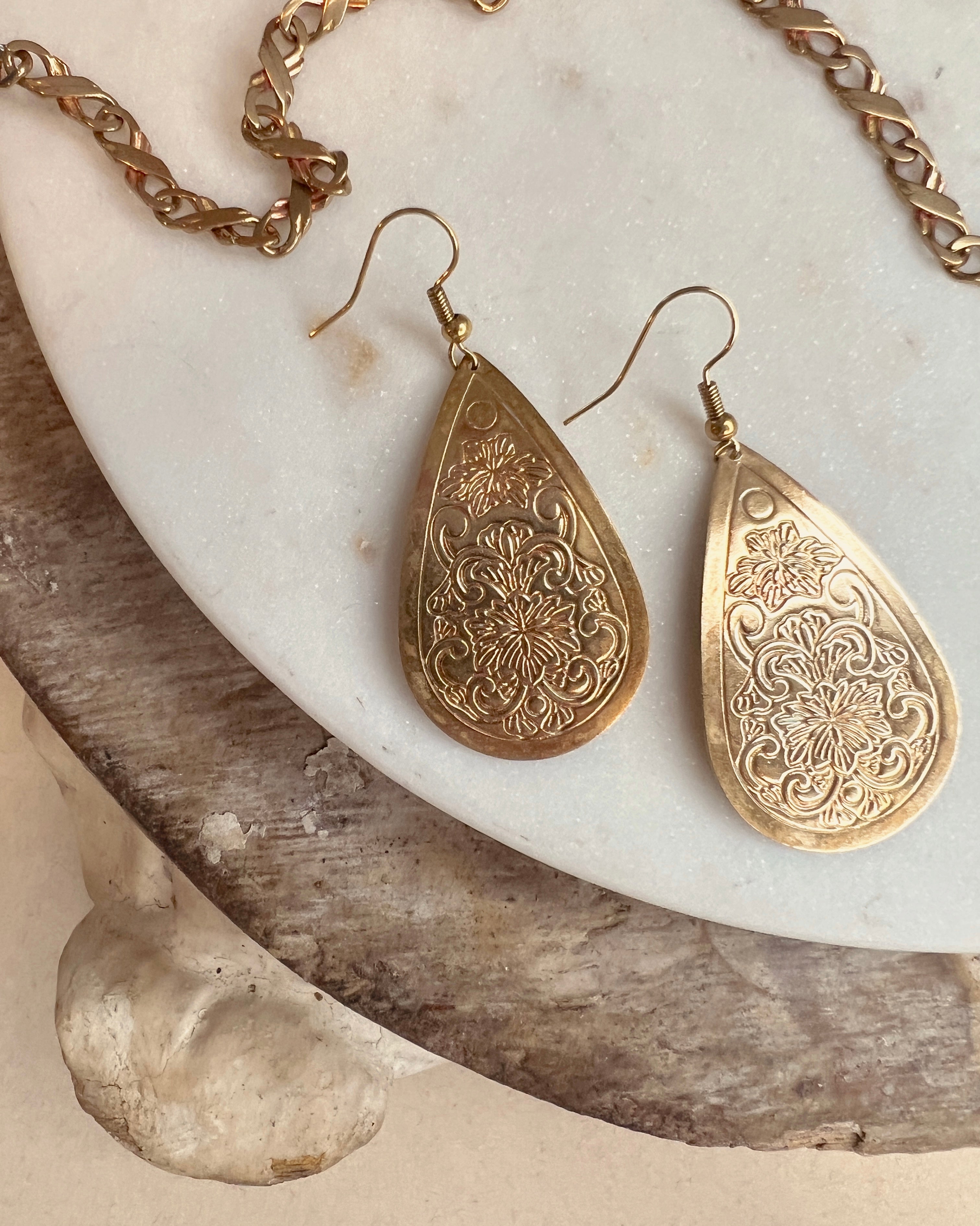 Vintage Brass Teardrop Dangle