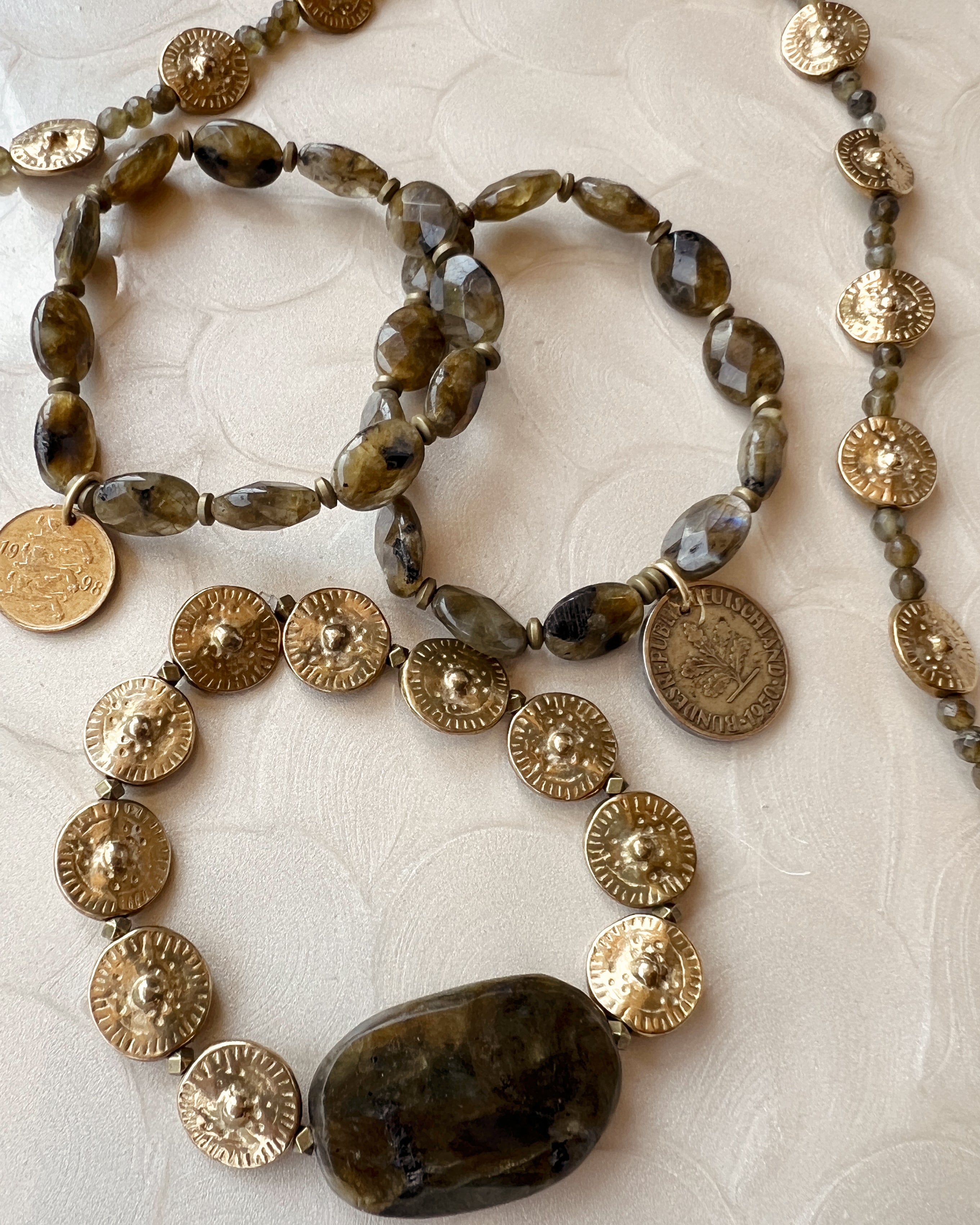 Labradorite & Brass Stack