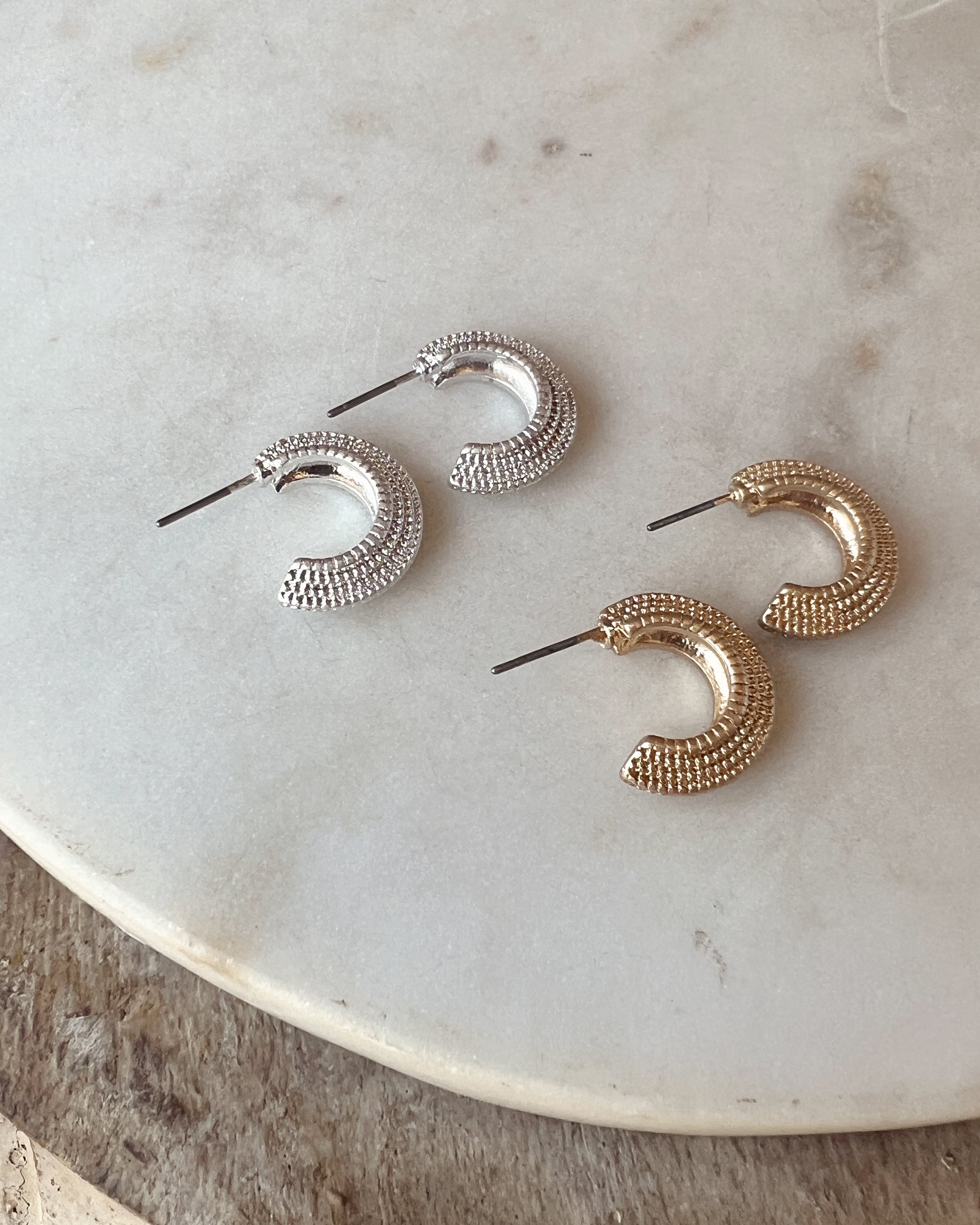 Textured Huggie Hoops