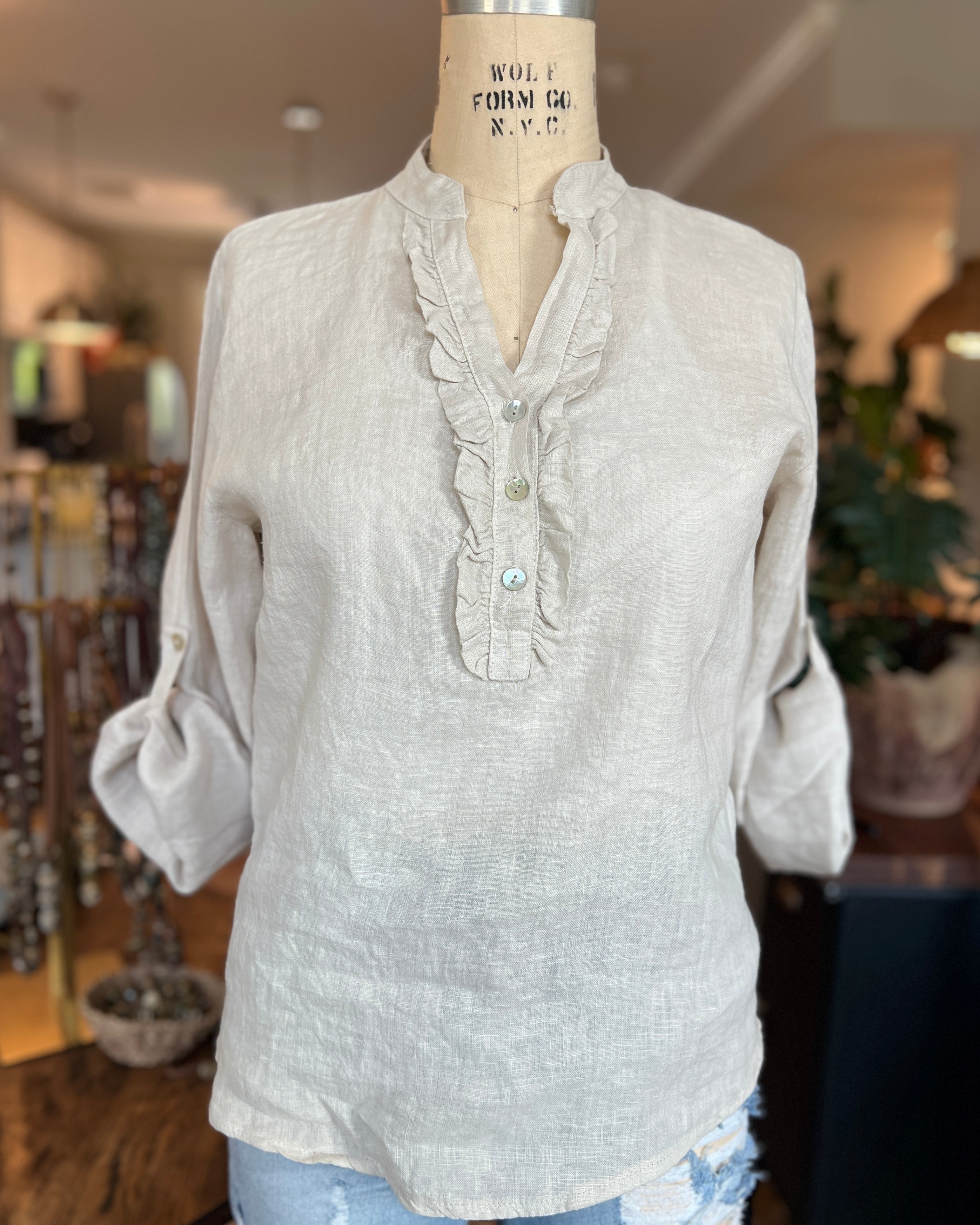 Button Down Ruffle Blouse