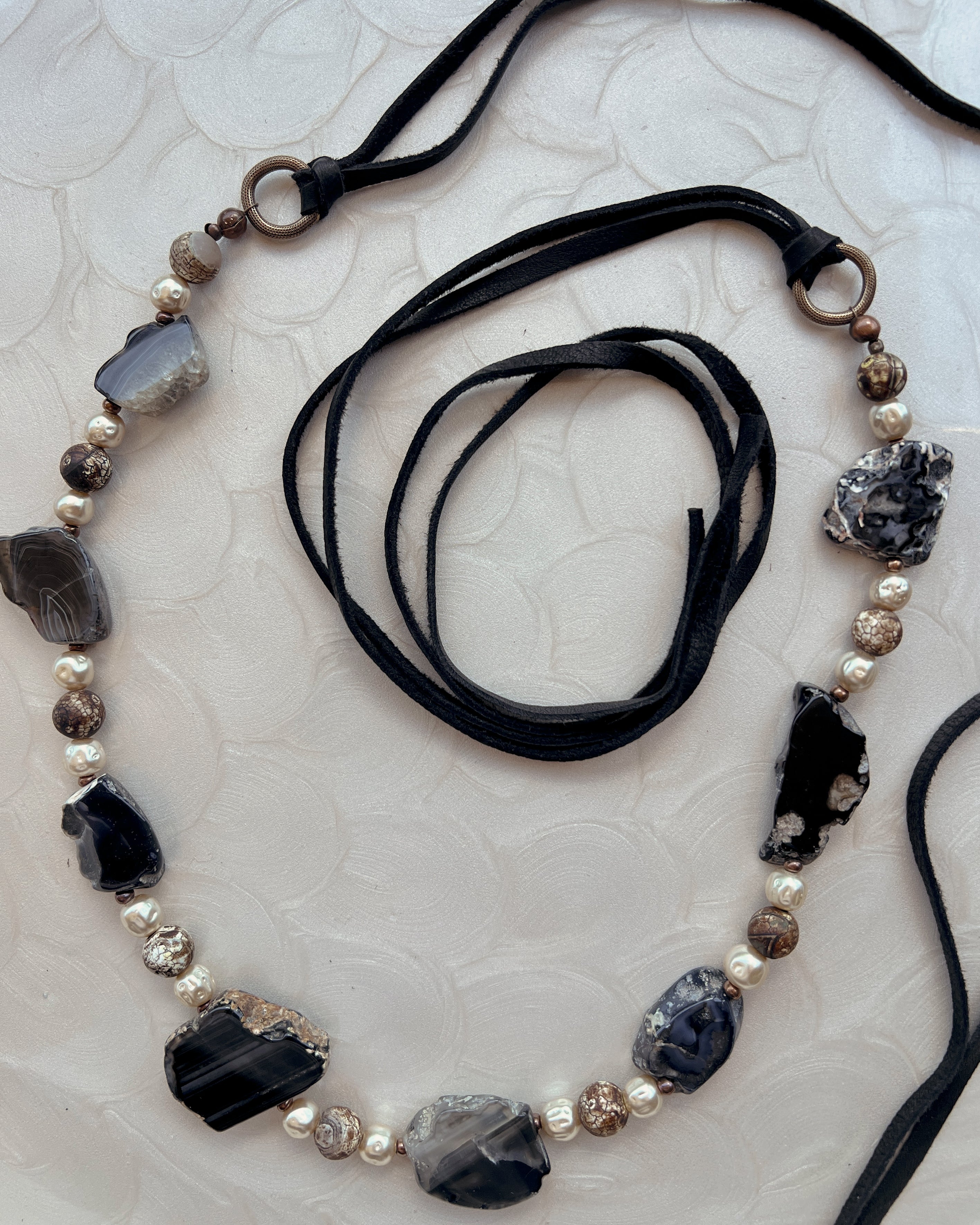 Black Agate & Pearl Strand