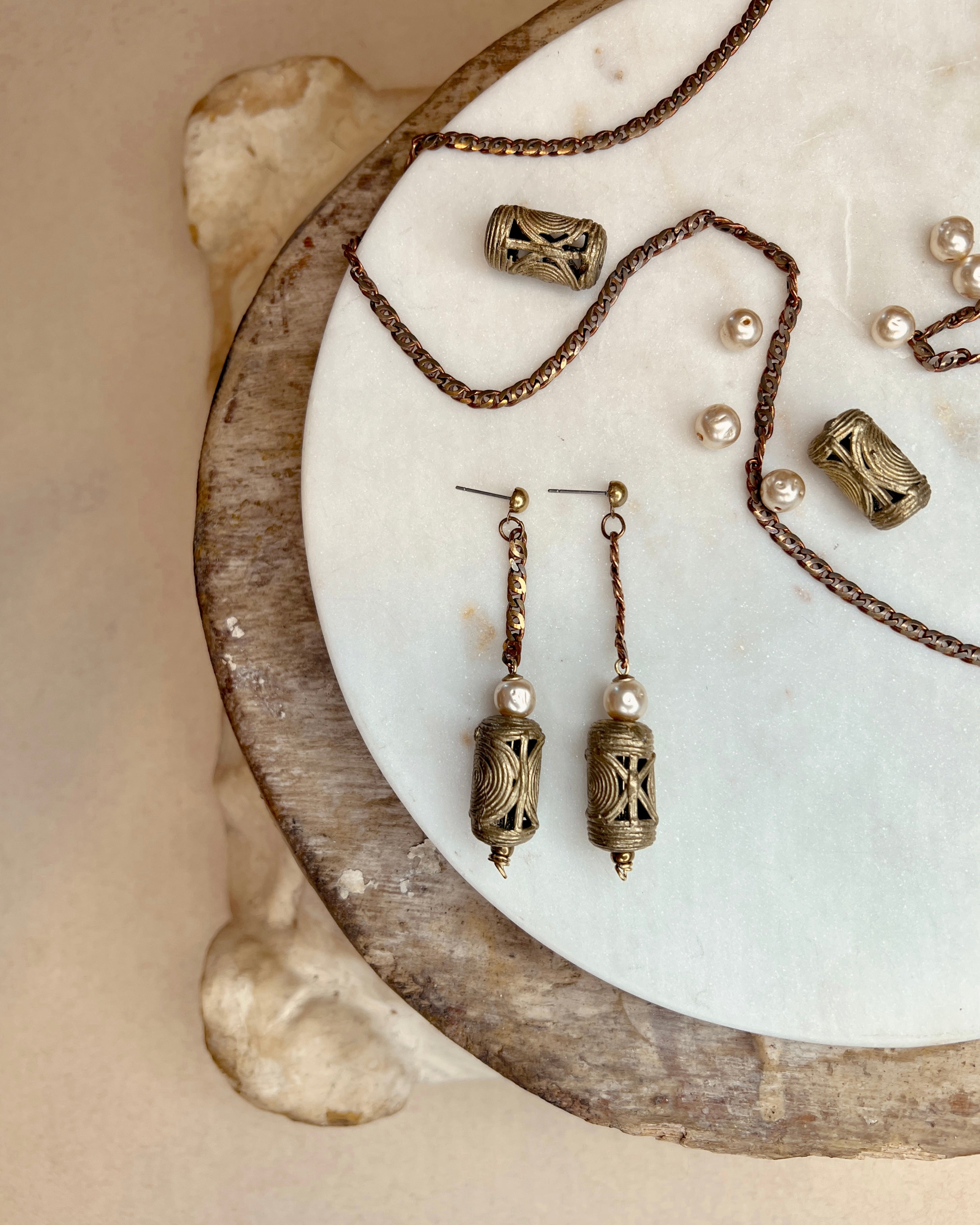 Brass and Pearl Dangle
