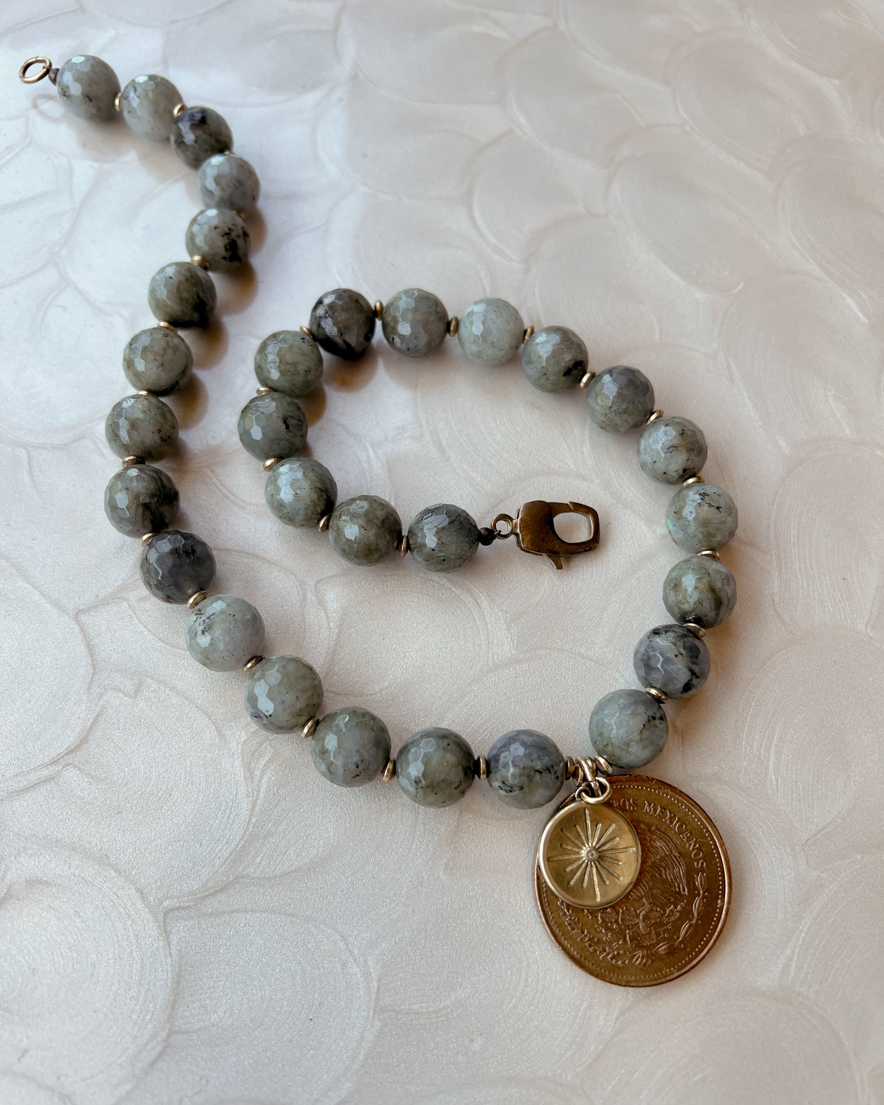 Labradorite Large Coin Boho Strand