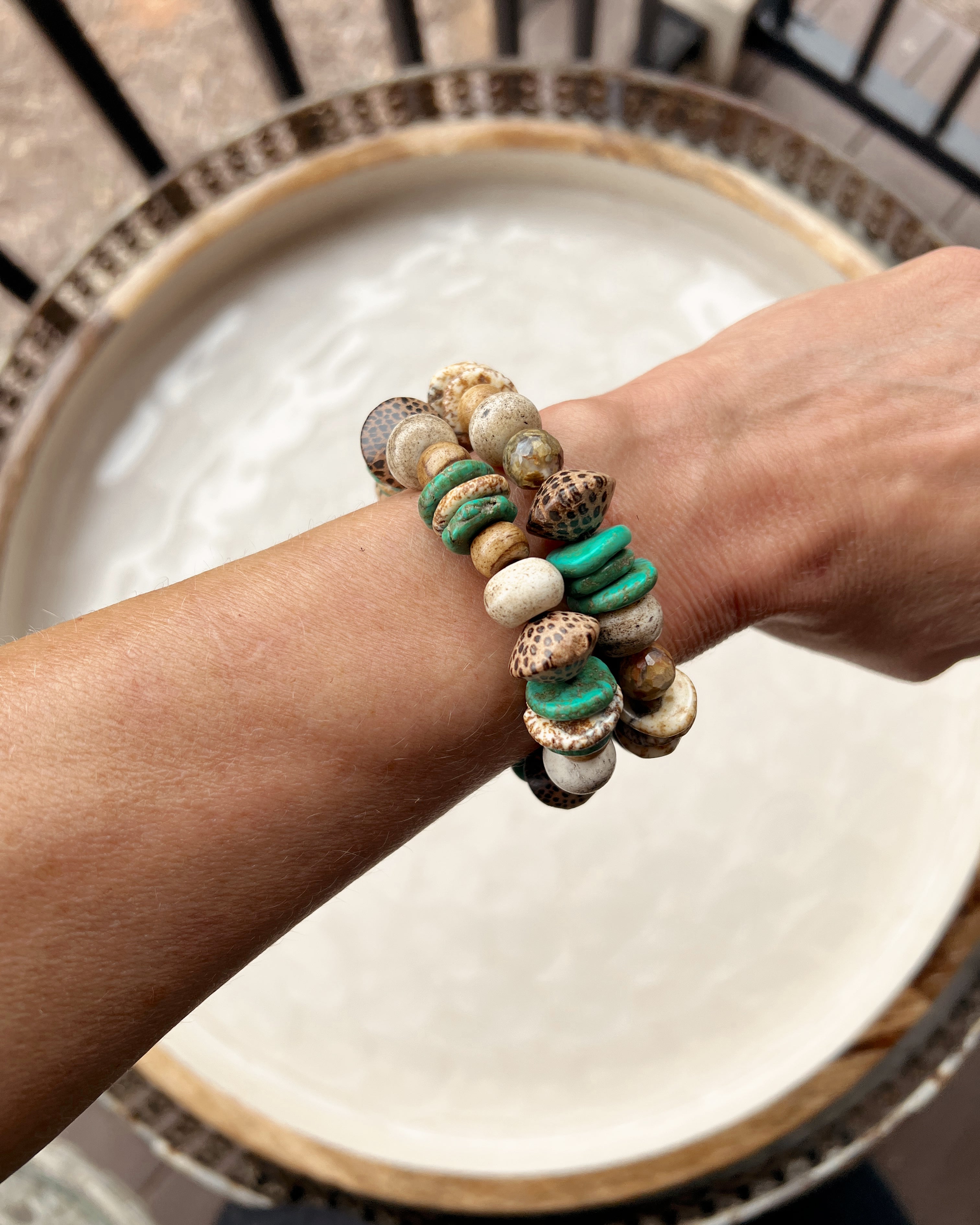 Turquoise & Wood Set