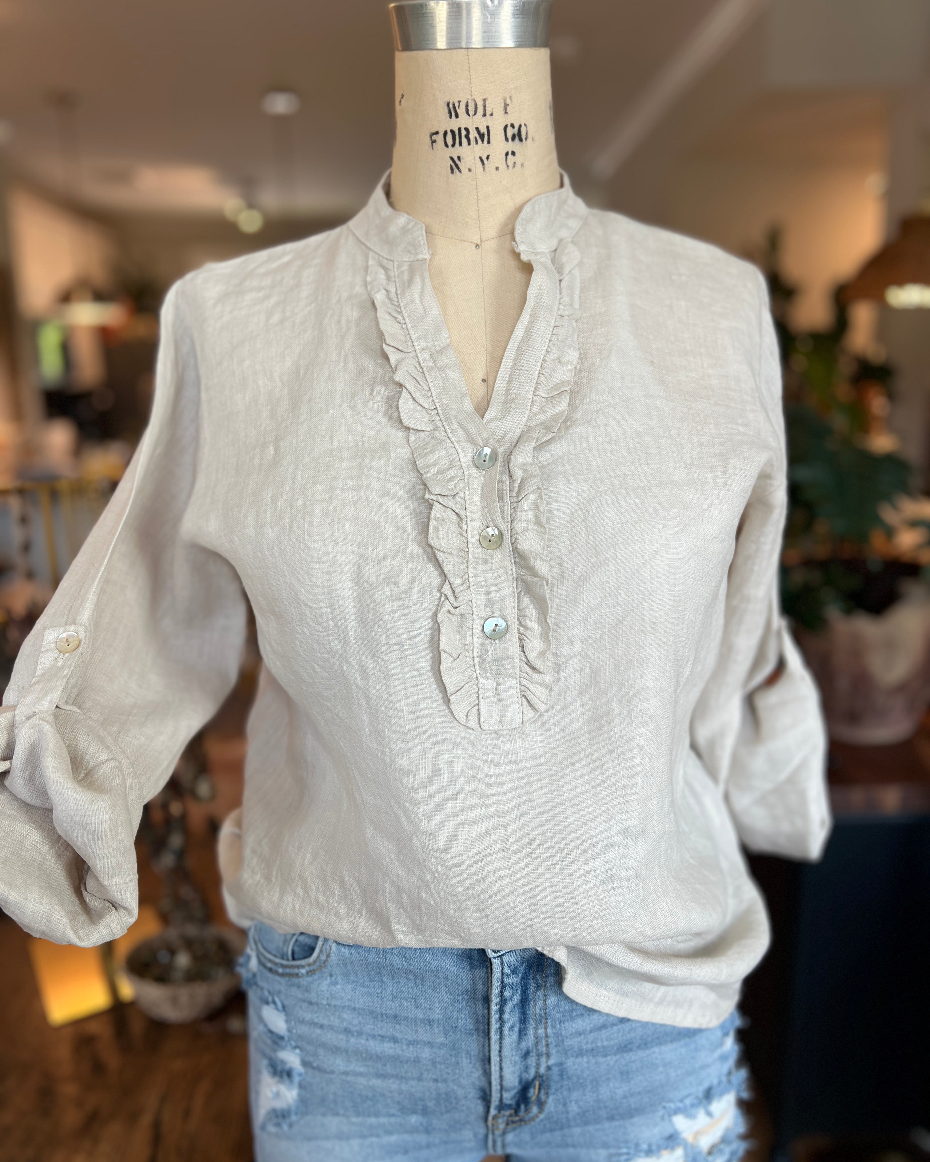 Button Down Ruffle Blouse