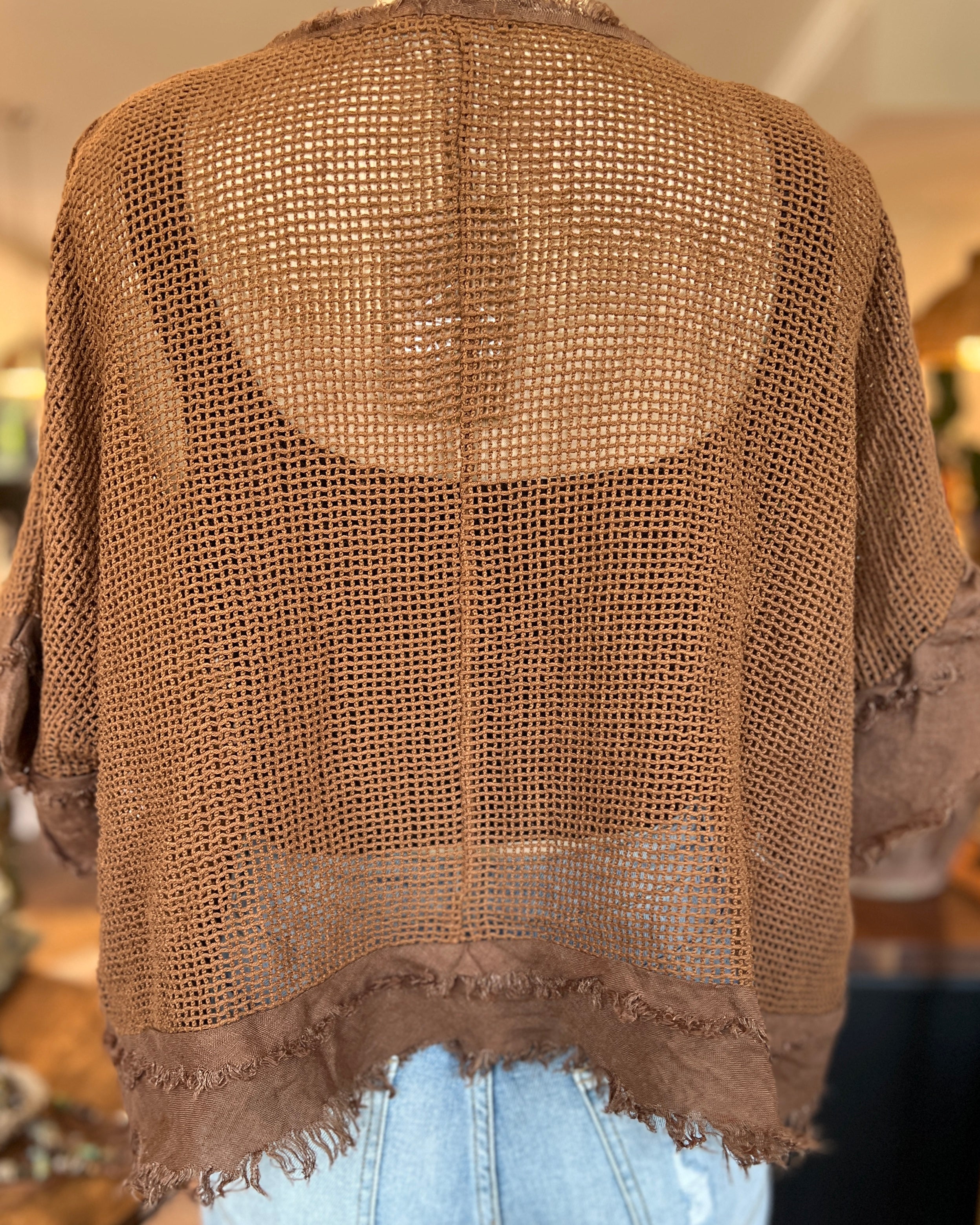 Openwork Blouse (Chocolate Brown)