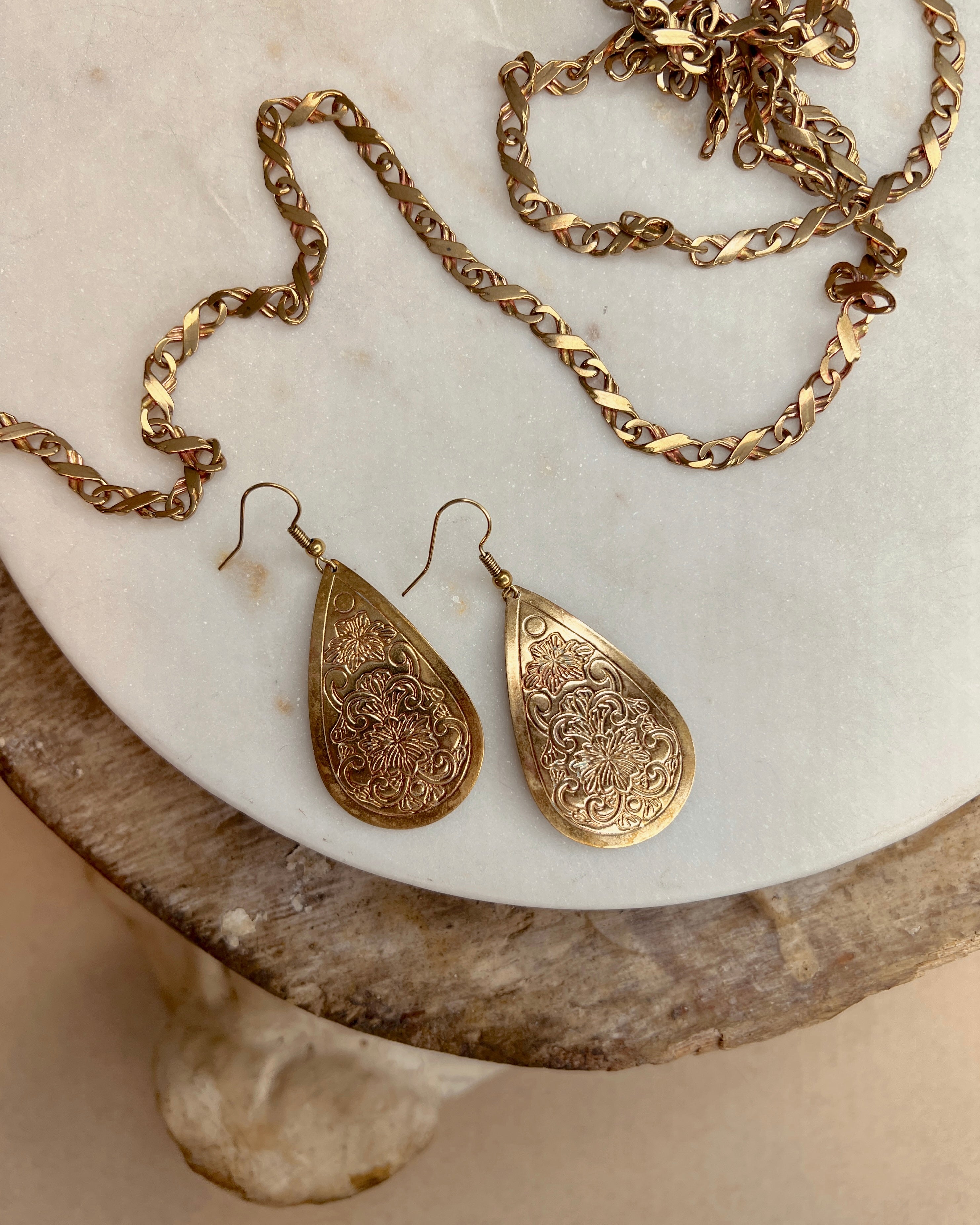 Vintage Brass Teardrop Dangle