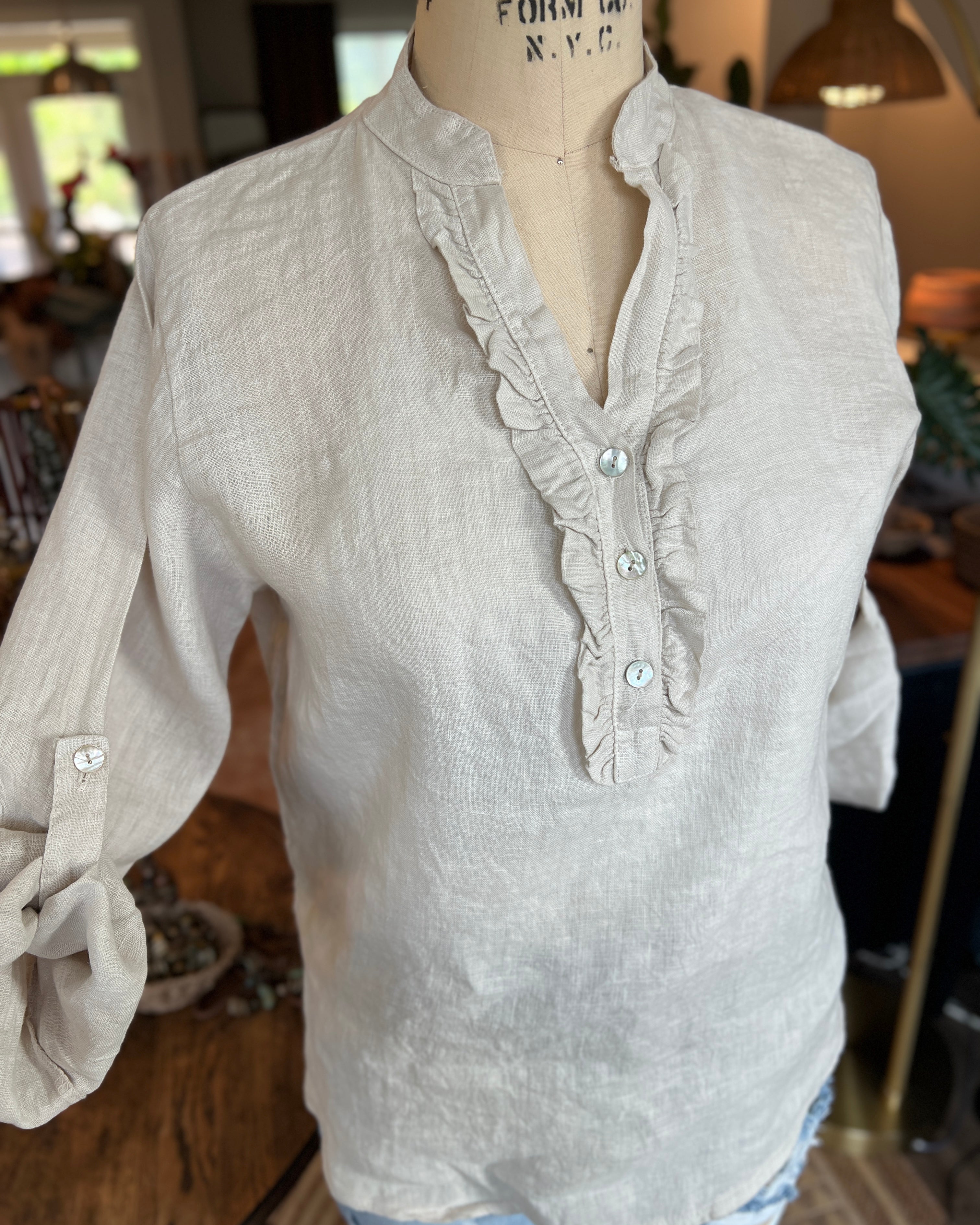 Button Down Ruffle Blouse