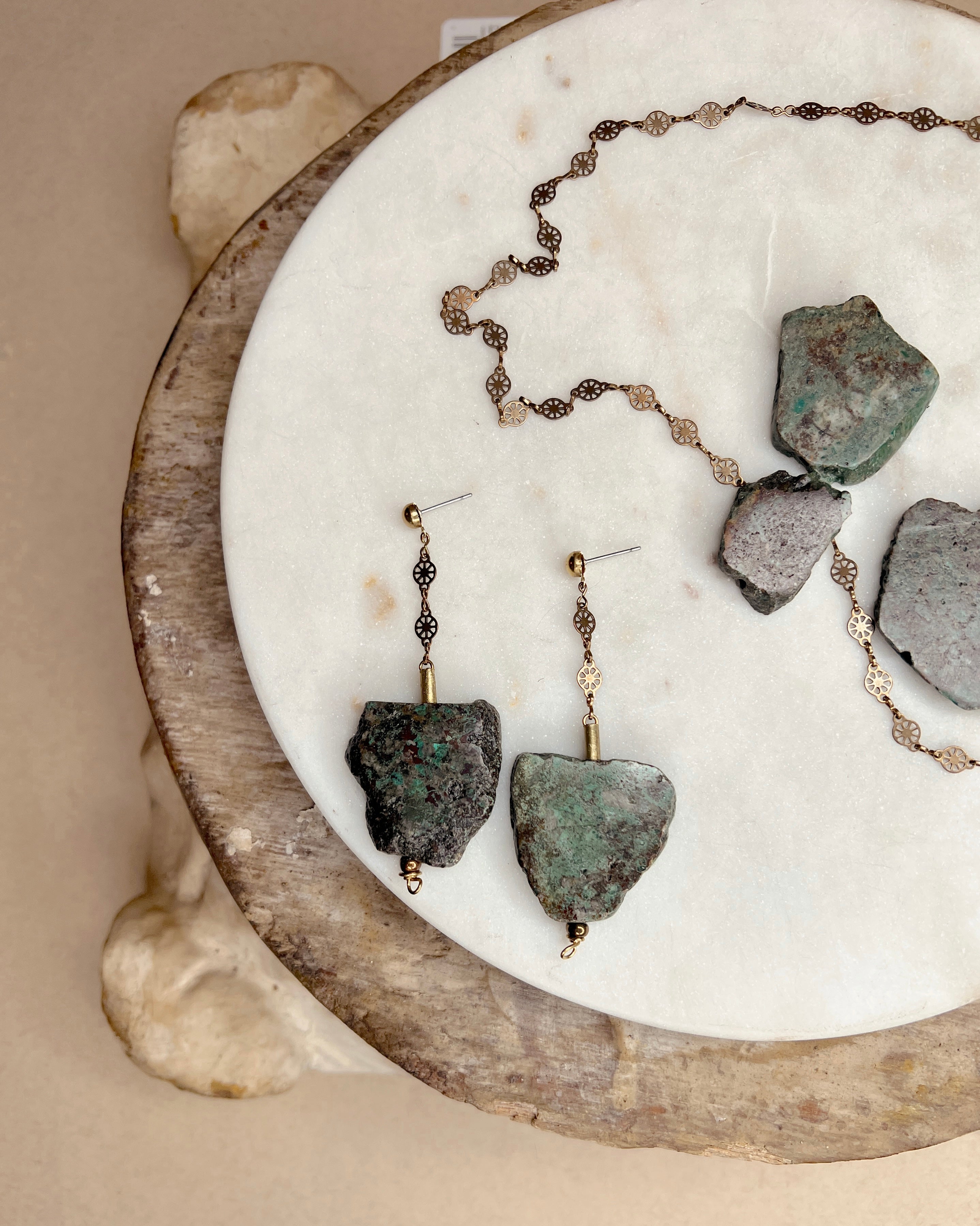 Turquoise Slab & Chain Dangles