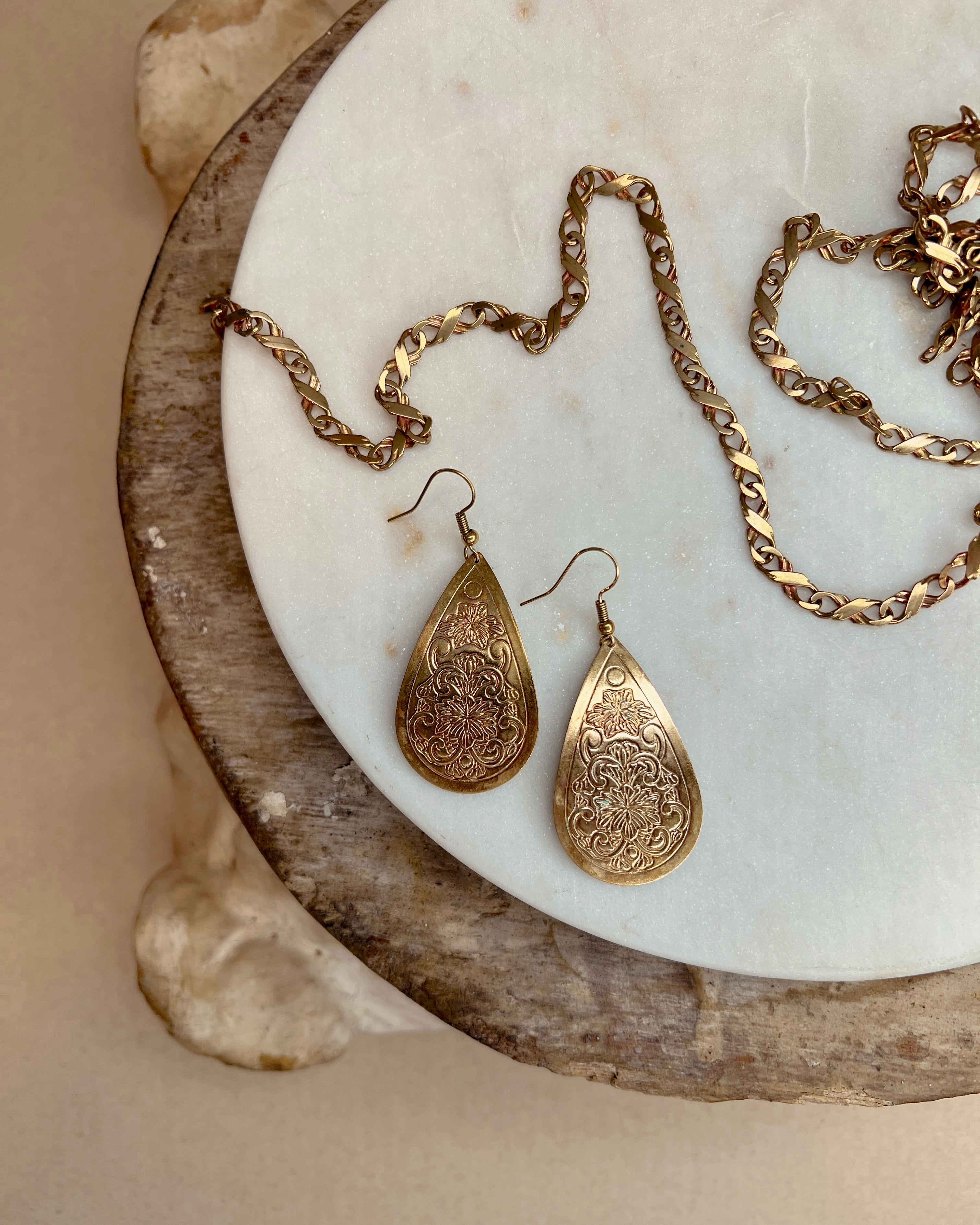 Vintage Brass Teardrop Dangle