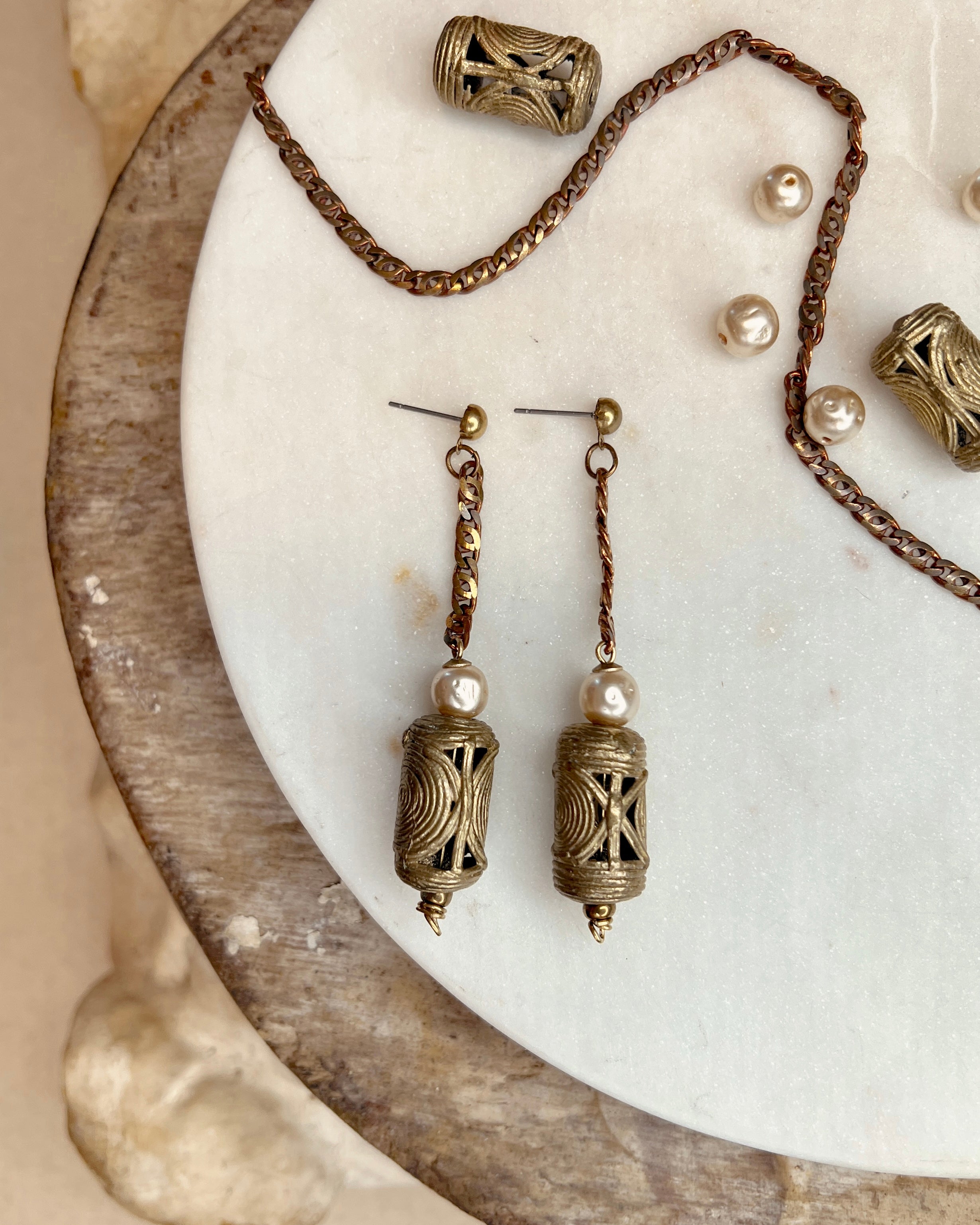 Brass and Pearl Dangle