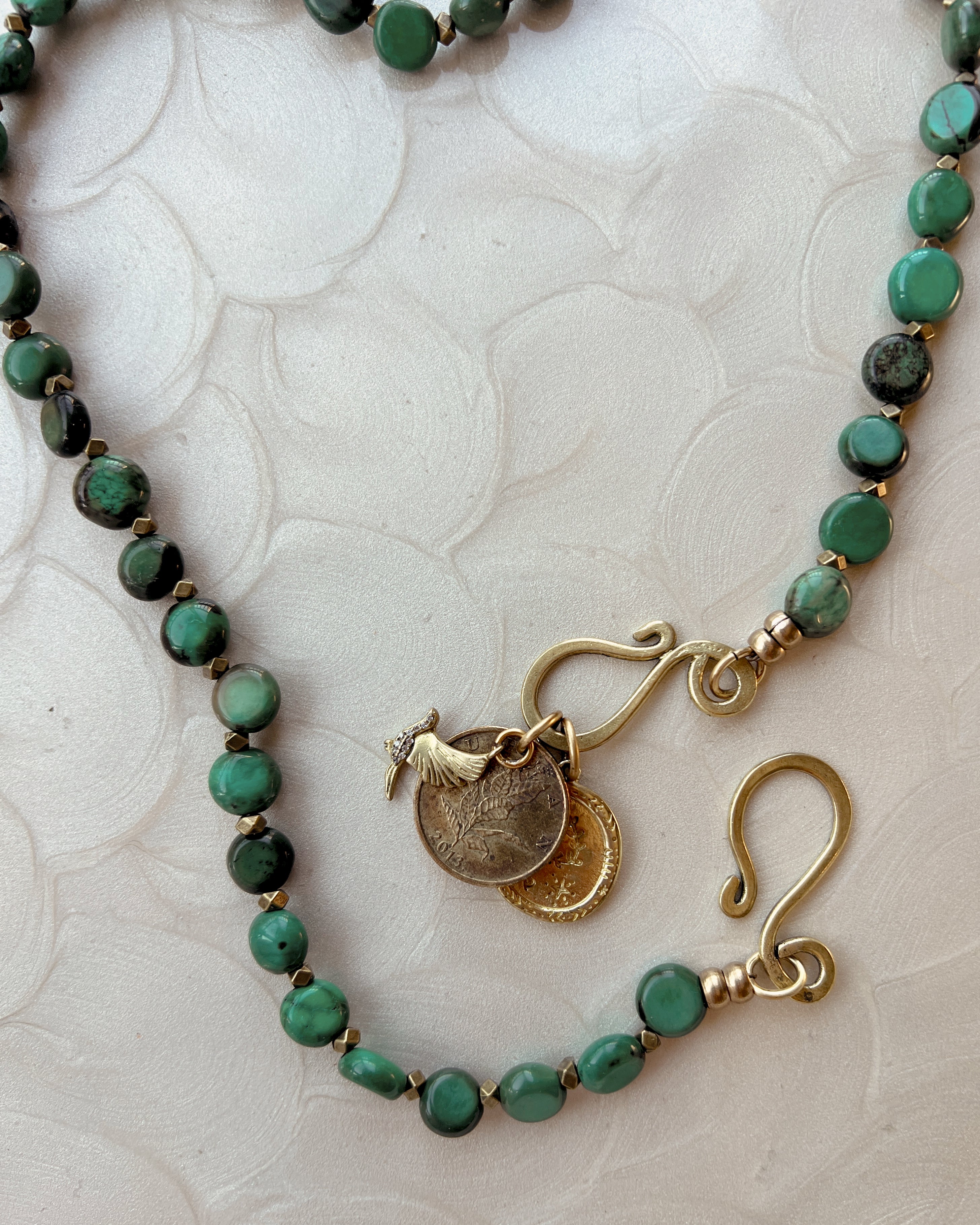 Turquoise Boho Coin Strand