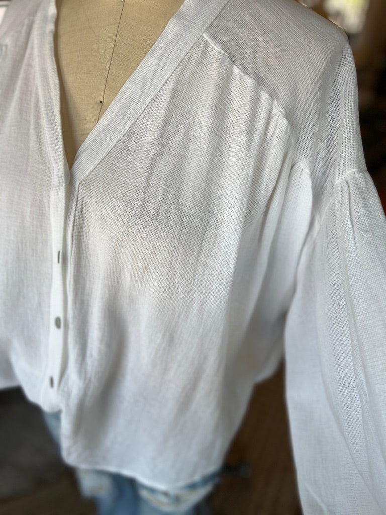 Bohemian White Linen Blouse