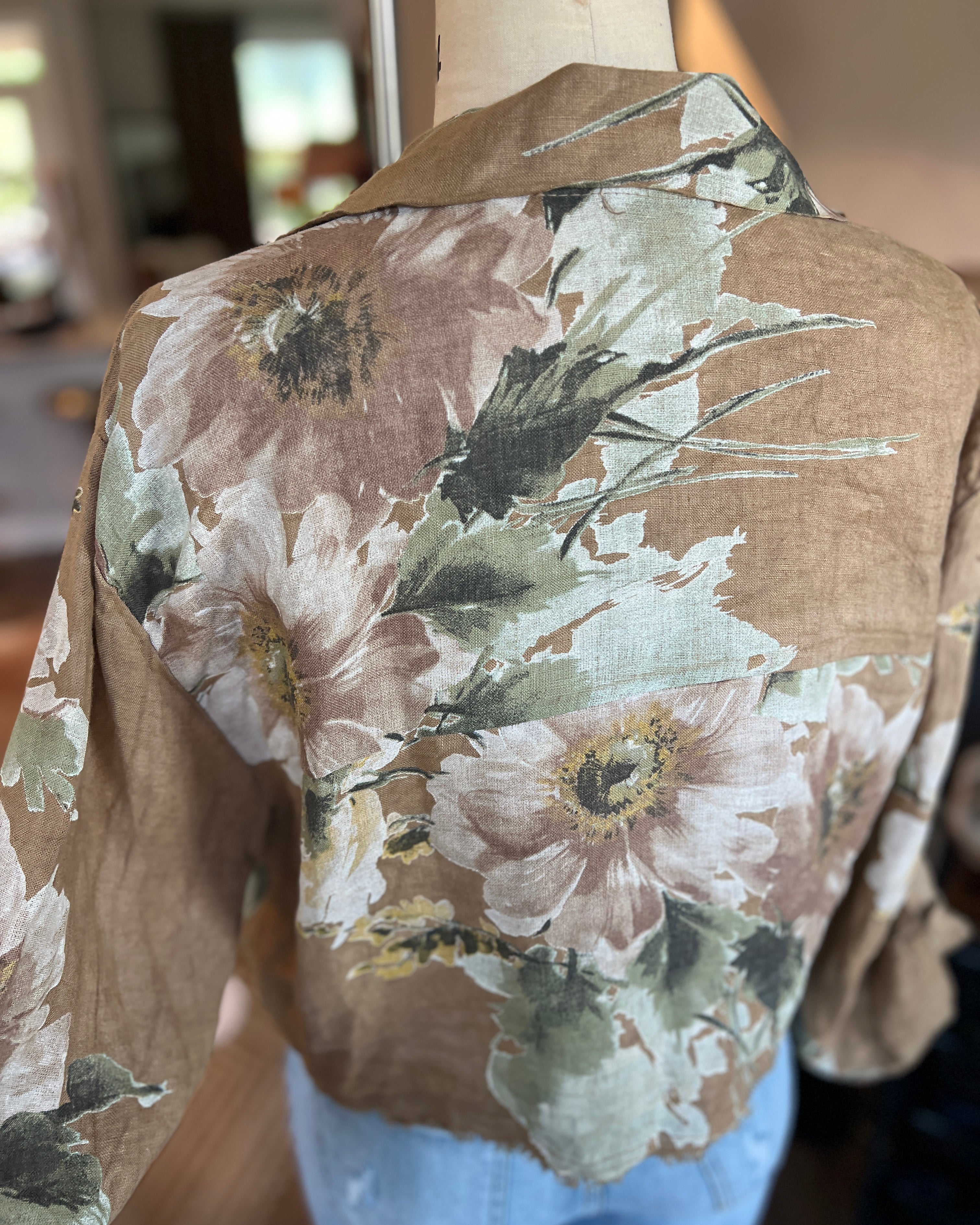 Floral Linen Shirt Jacket