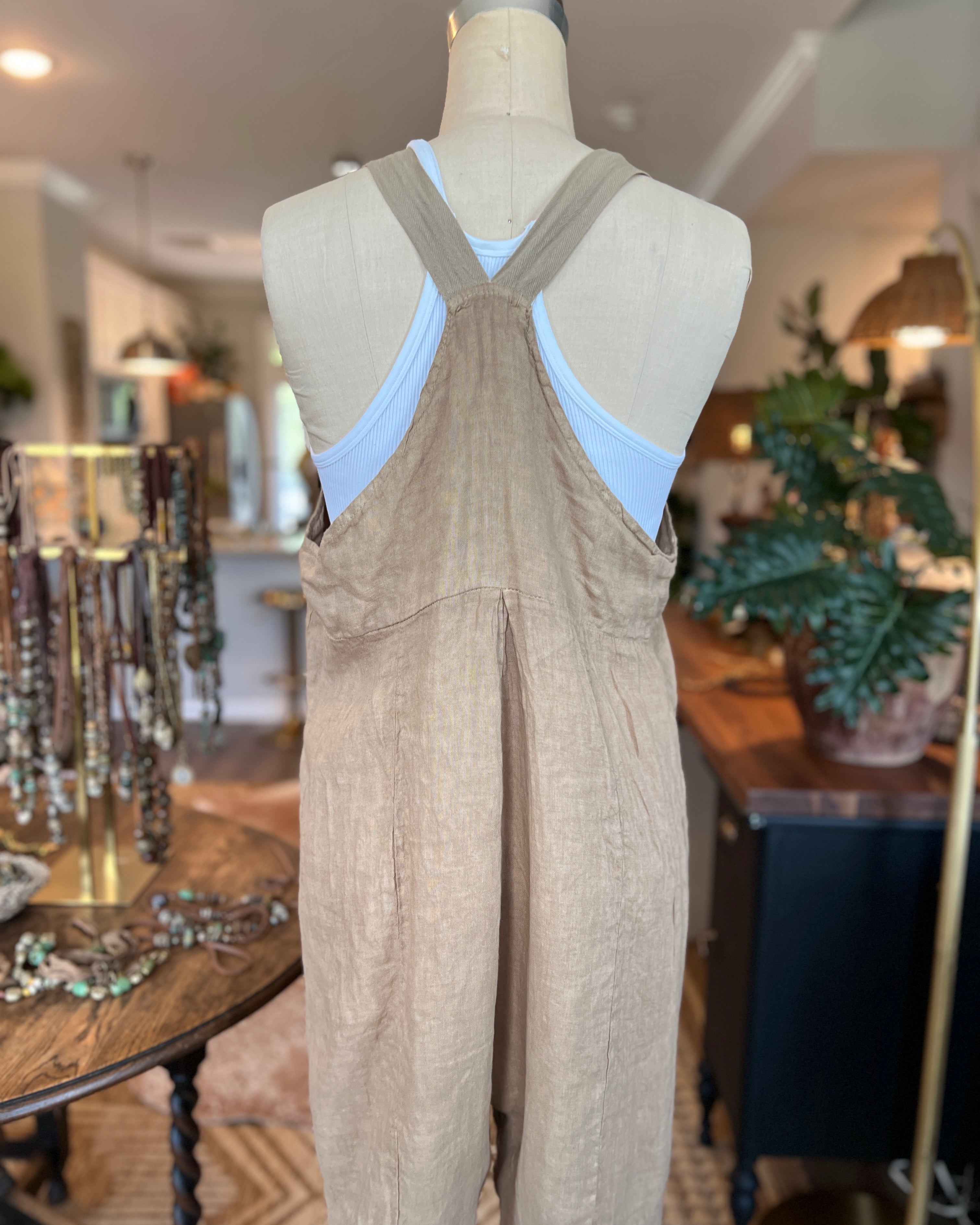 Bohemian Linen Bibs (Camel)