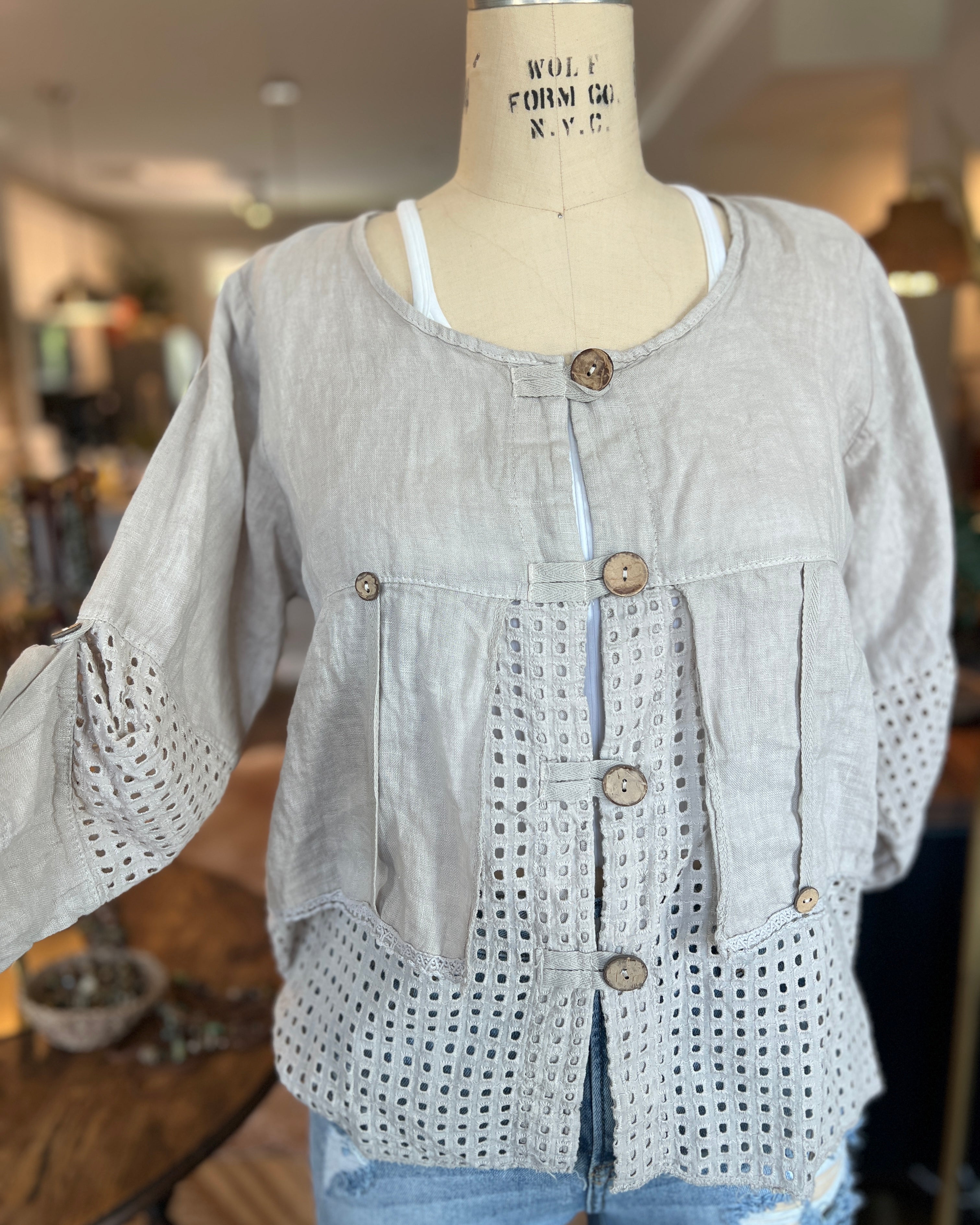 Openwork Button Jacket