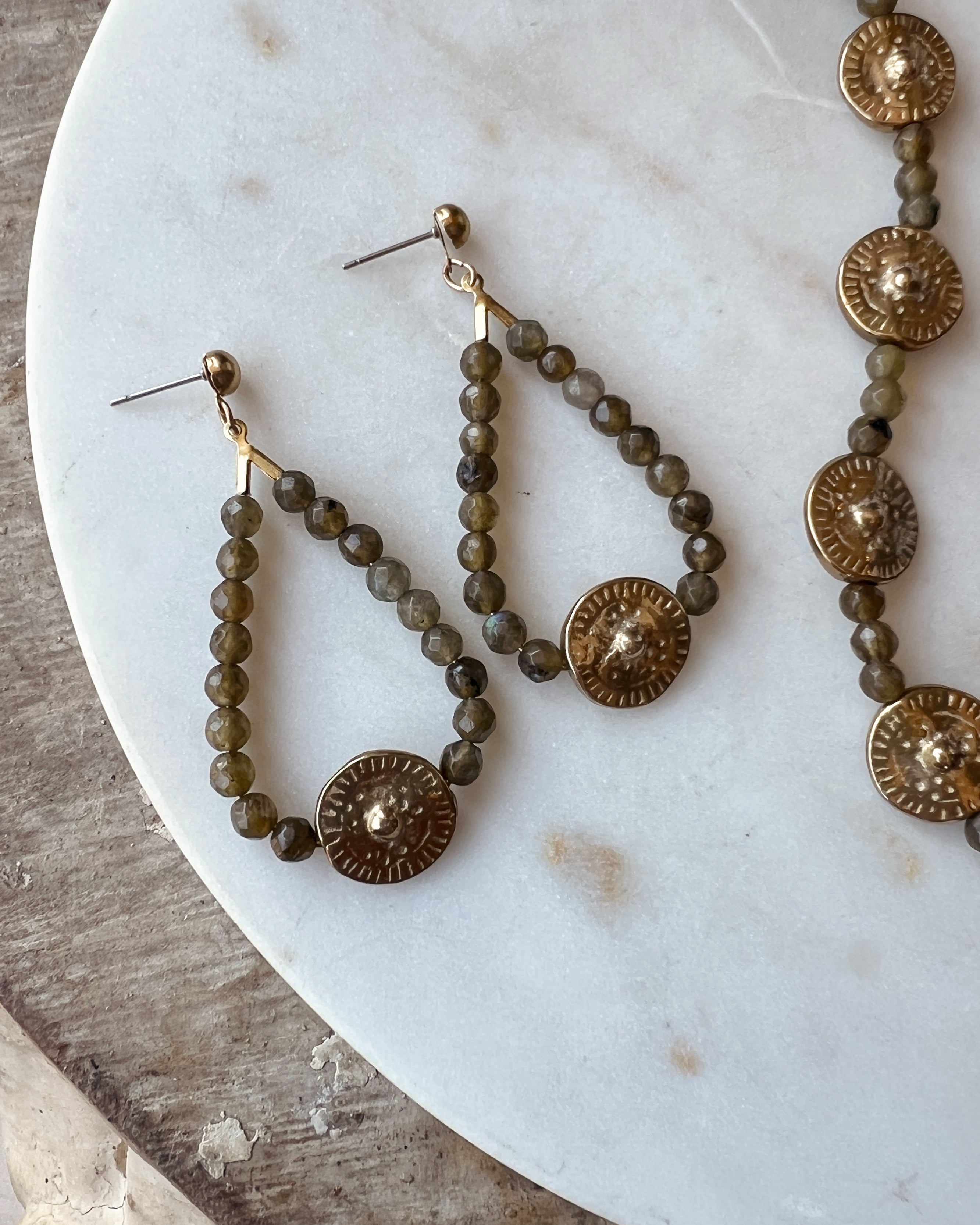 Labradorite & Brass Drops