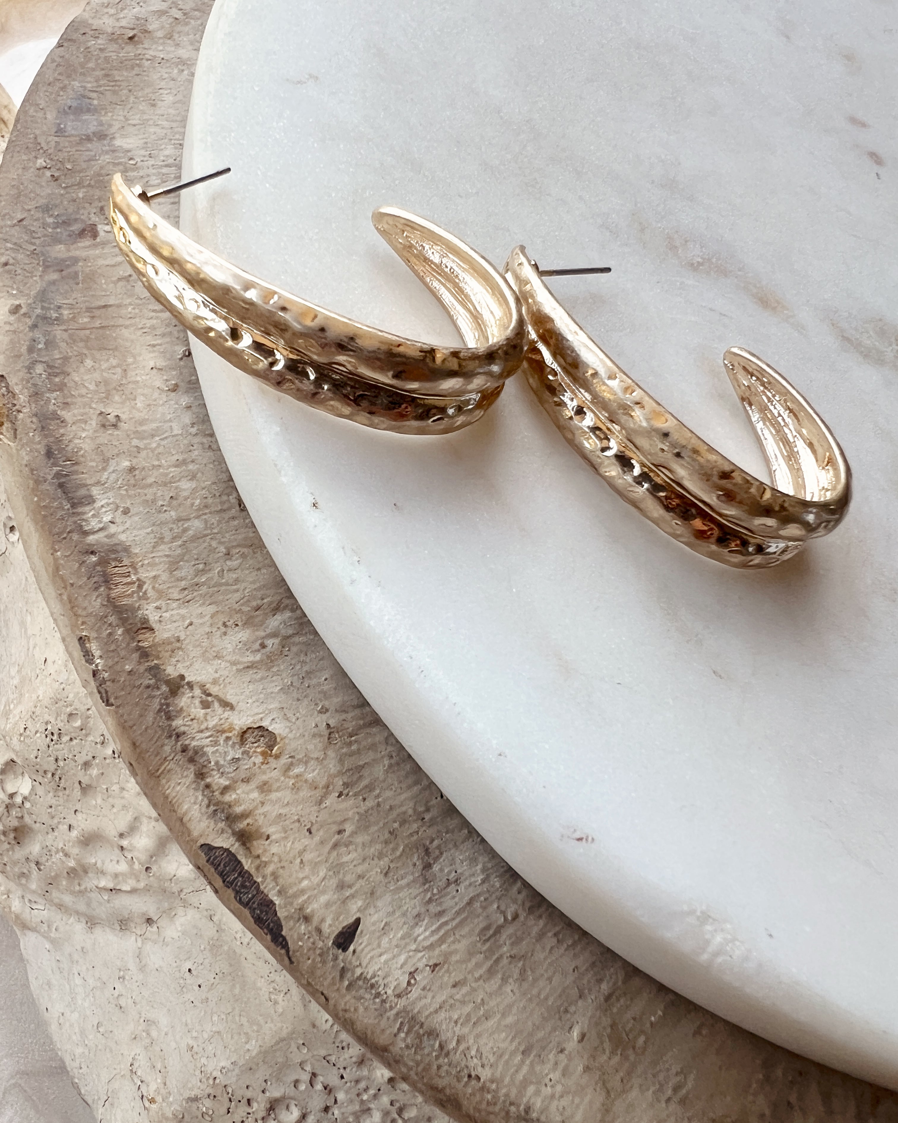 Hammered Oblong Hoops