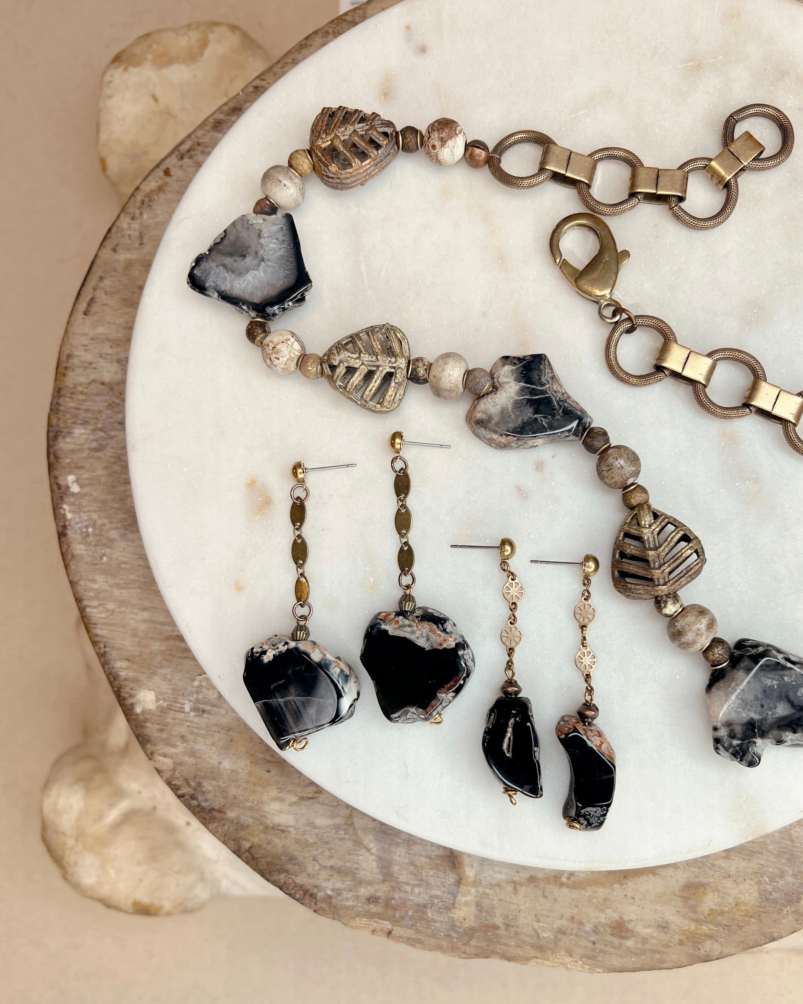 Black Agate Dangles