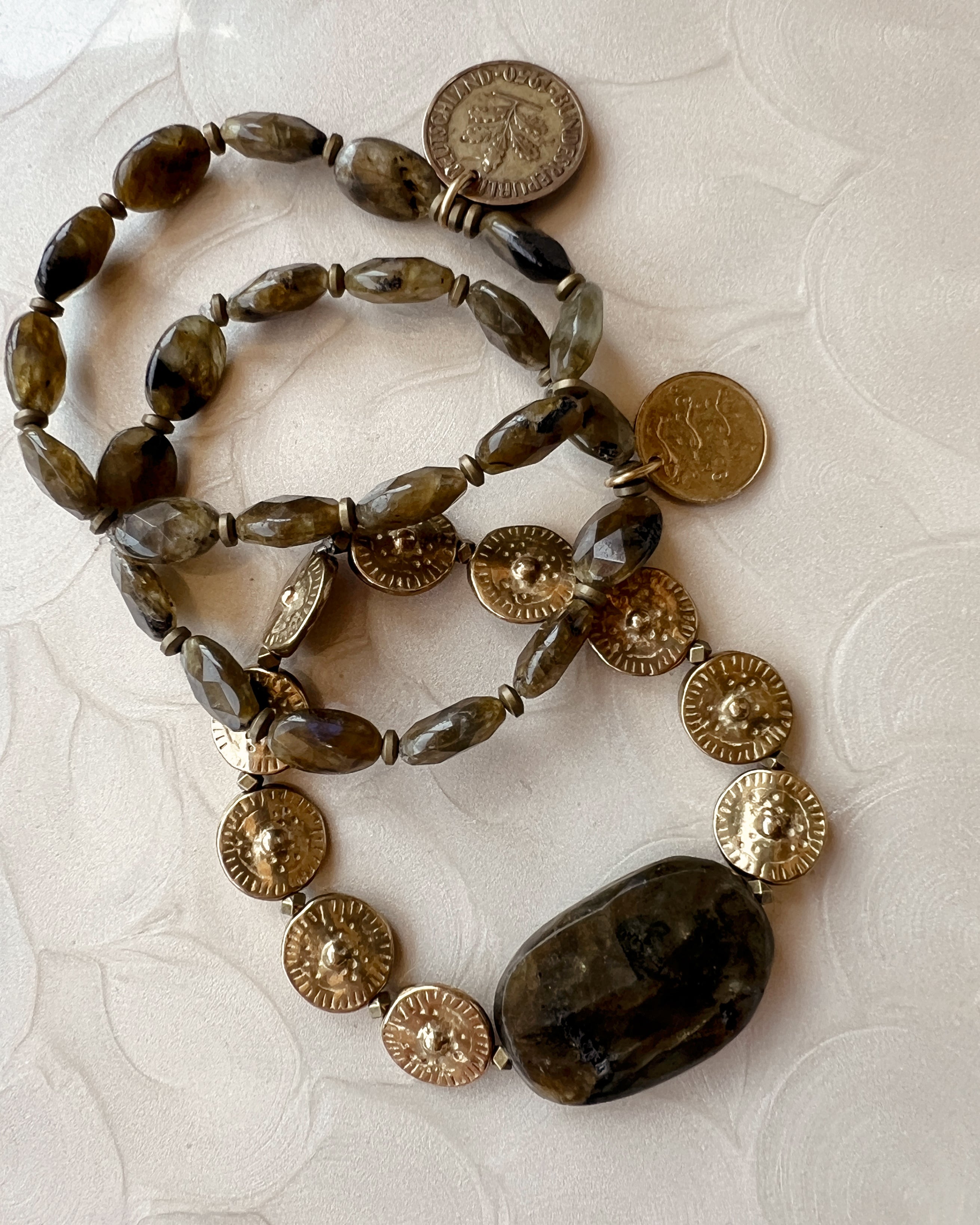 Labradorite & Brass Stack
