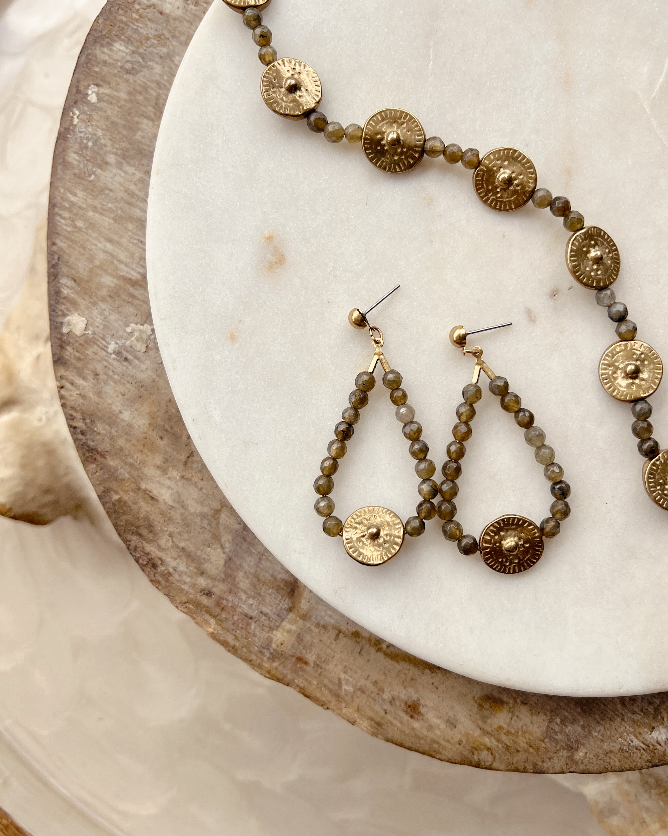Labradorite & Brass Drops