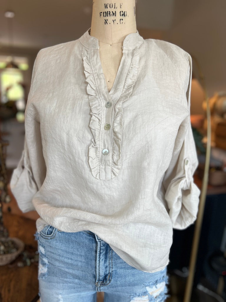 Button Down Ruffle Blouse