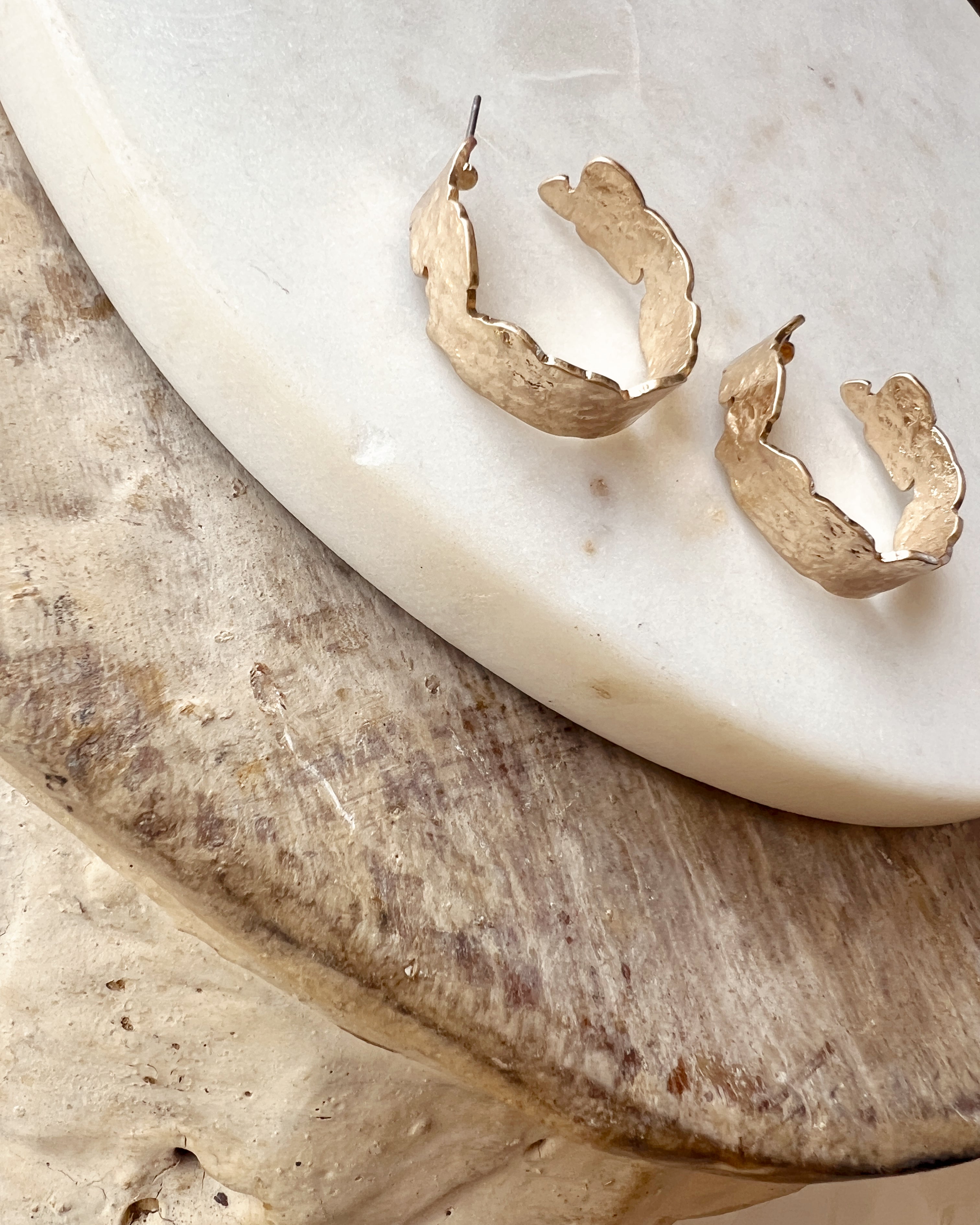 Sculpted Brass Hoops