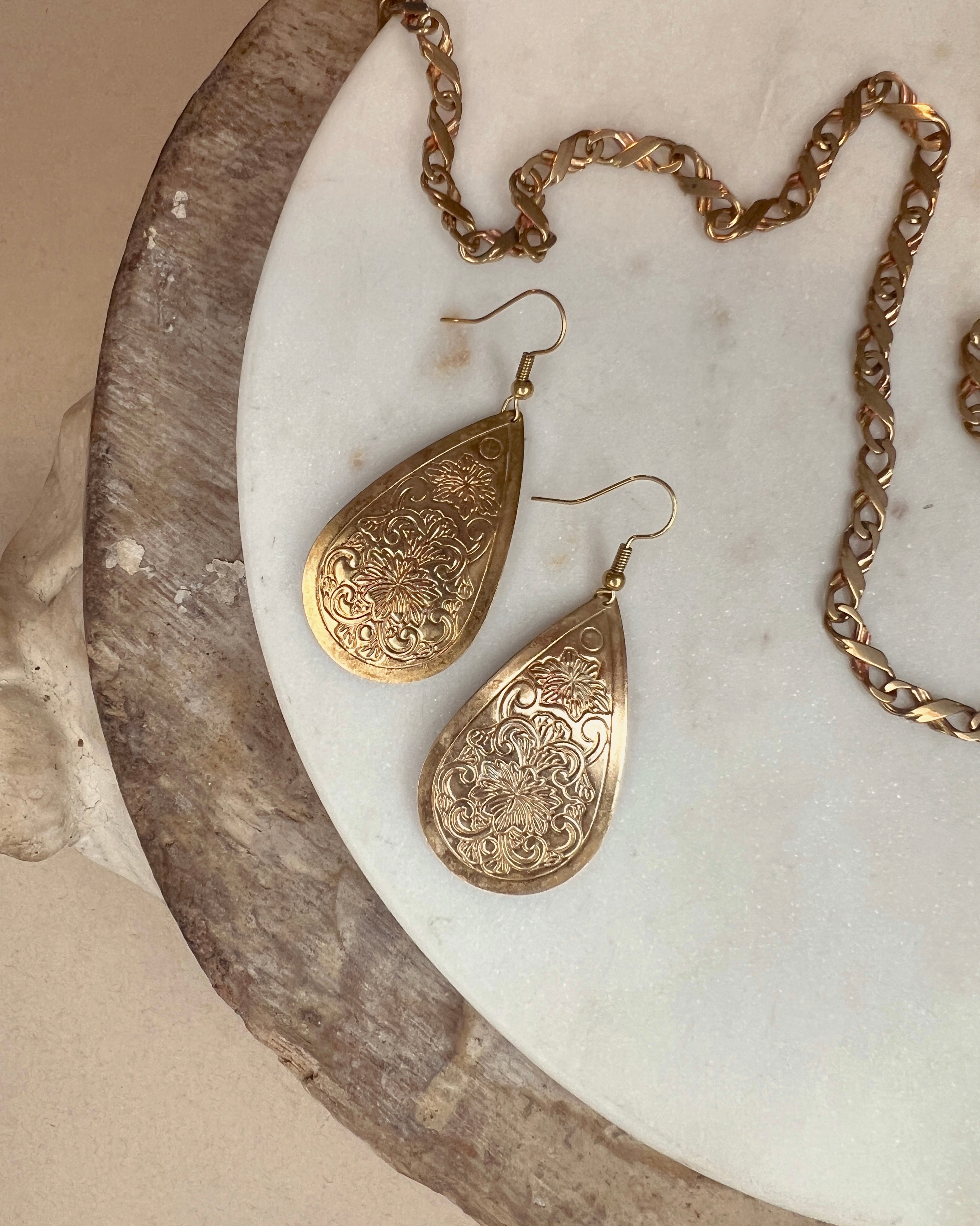 Vintage Brass Teardrop Dangle