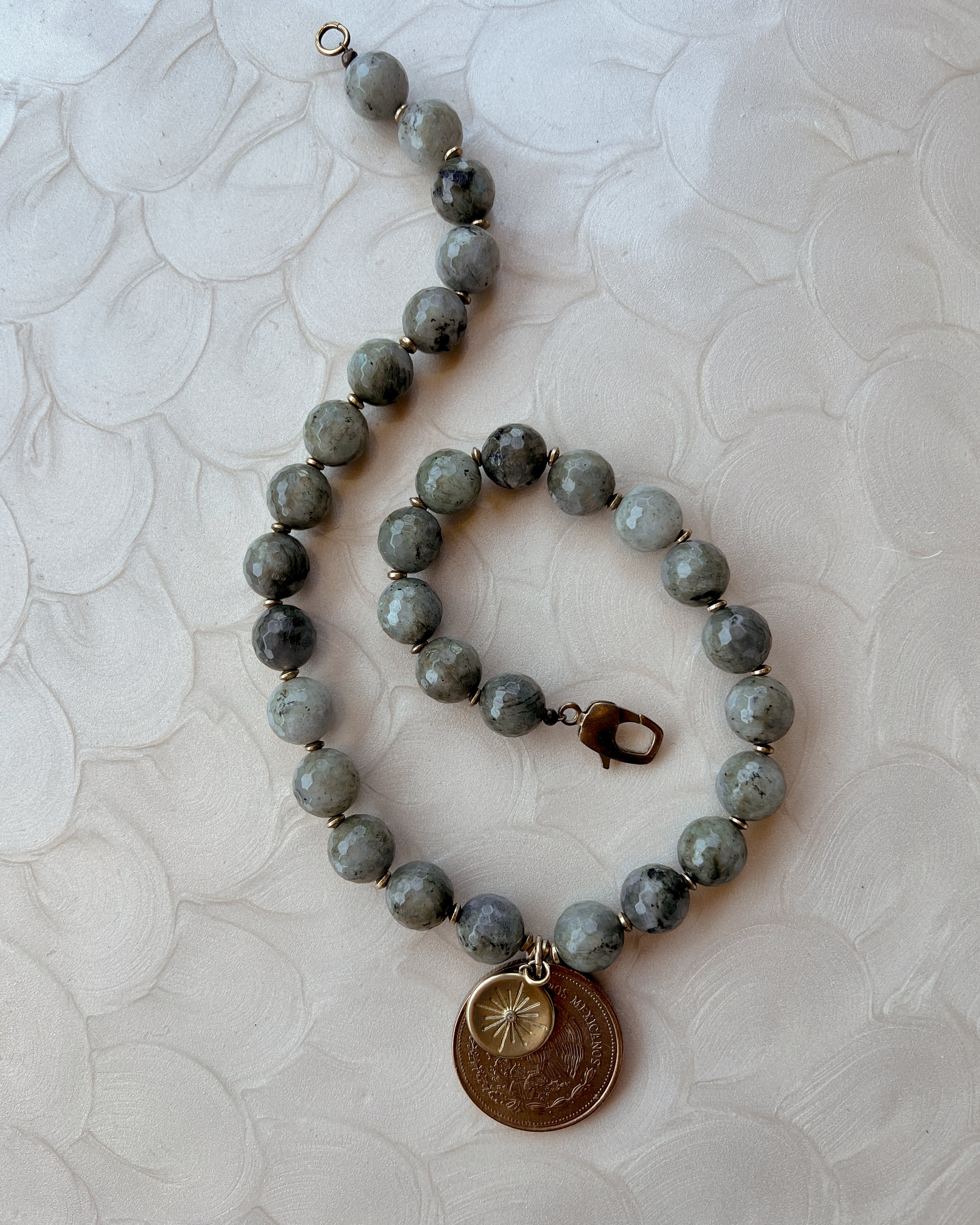 Labradorite Large Coin Boho Strand
