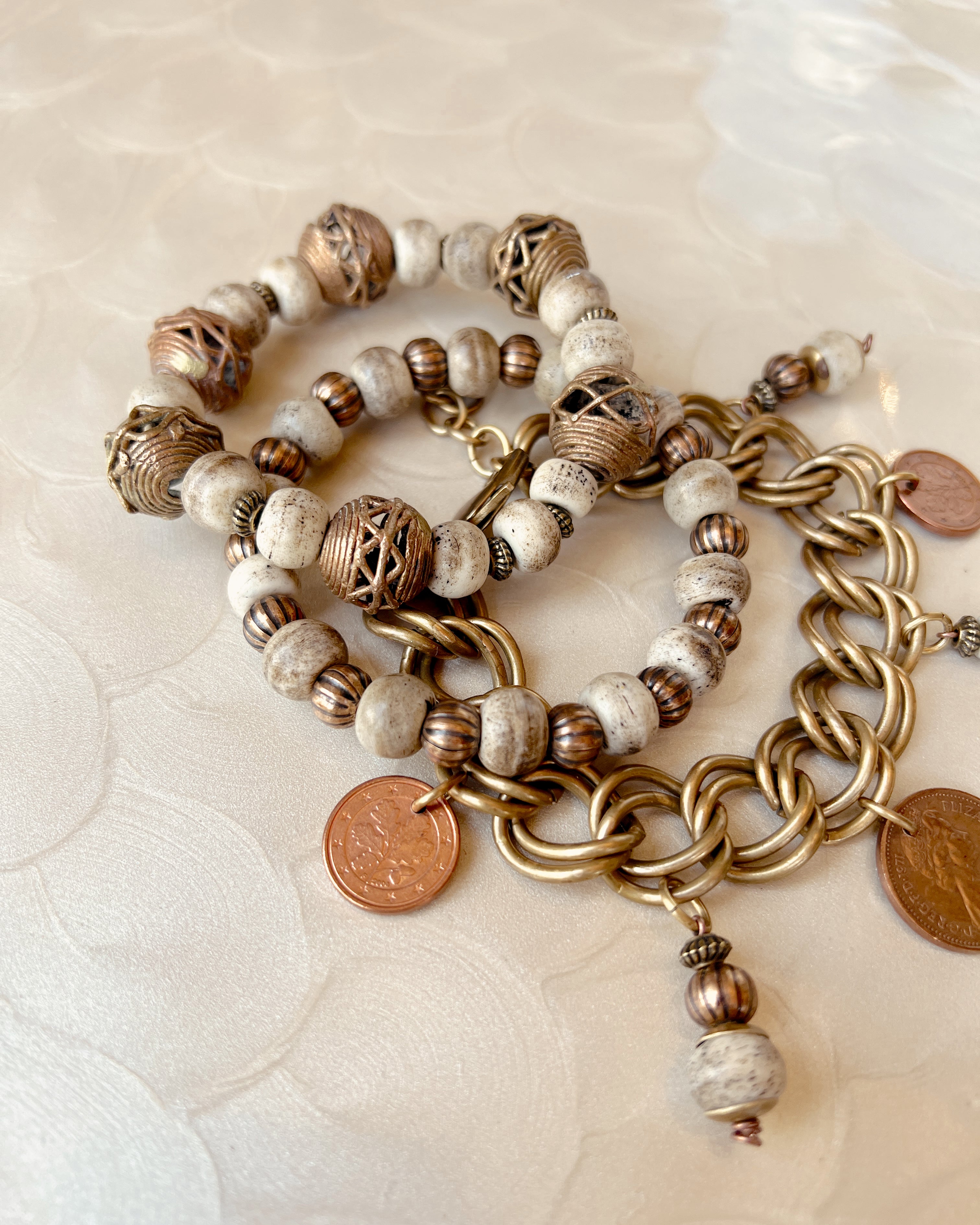Cream & Brass Stack