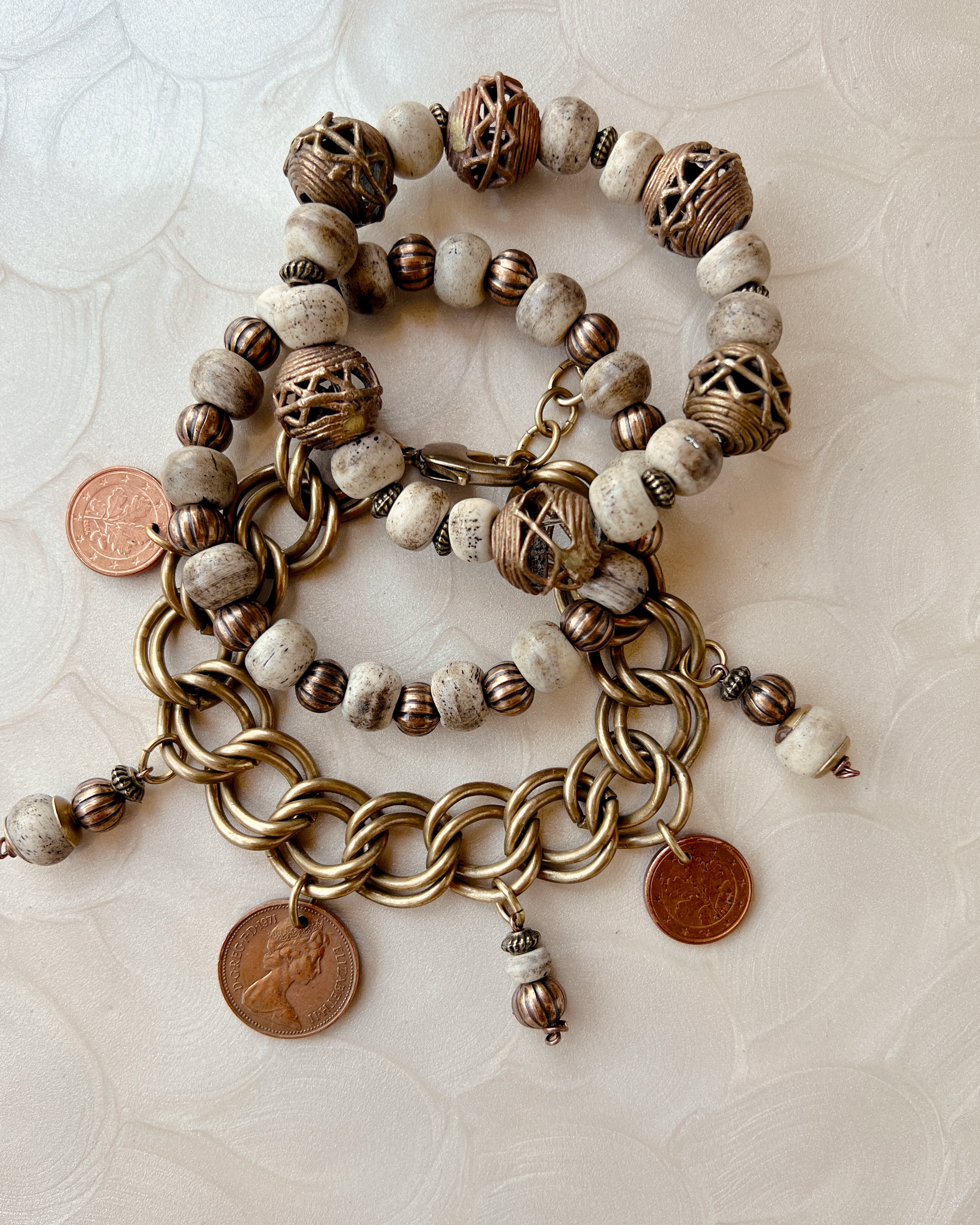 Cream & Brass Stack