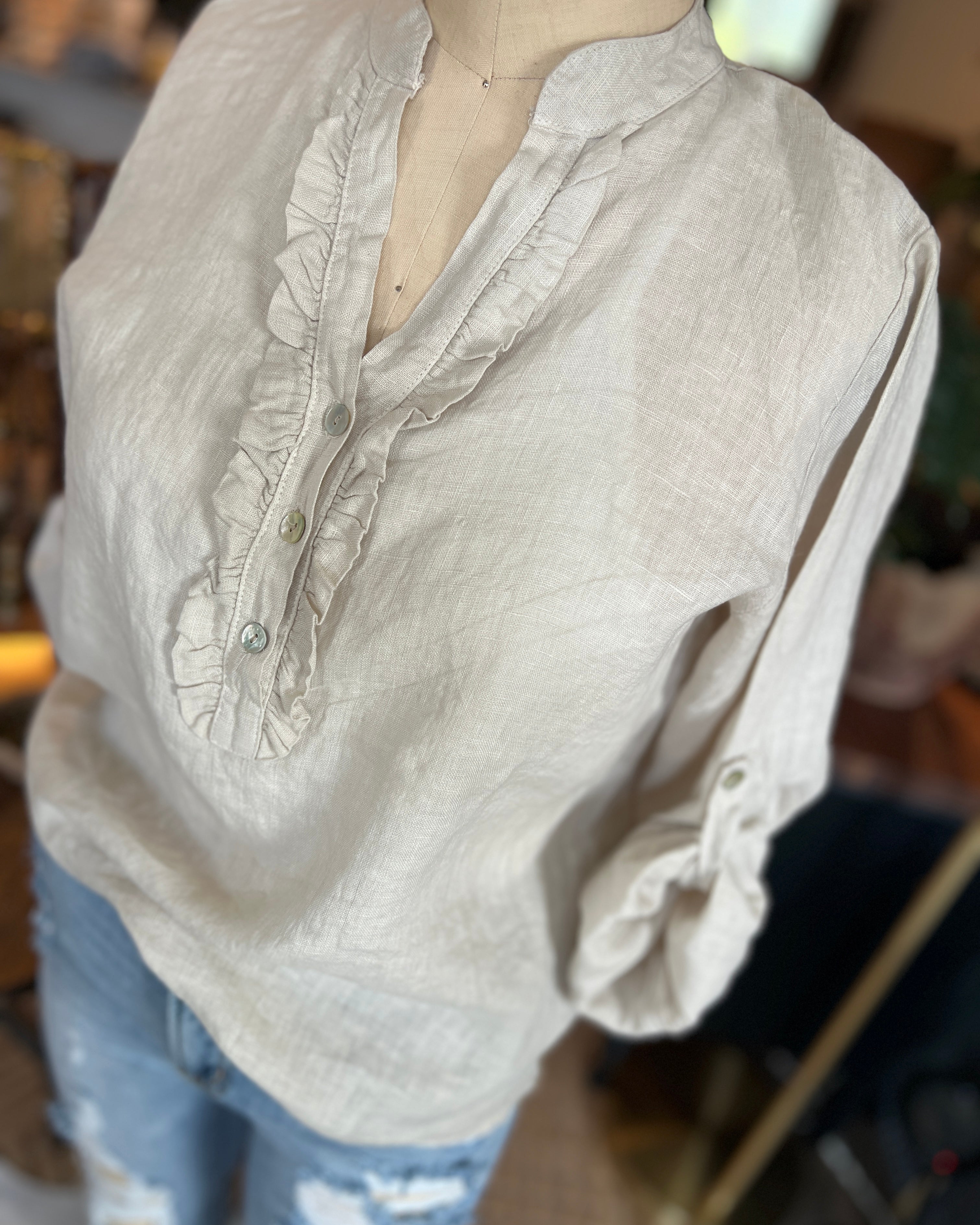 Button Down Ruffle Blouse