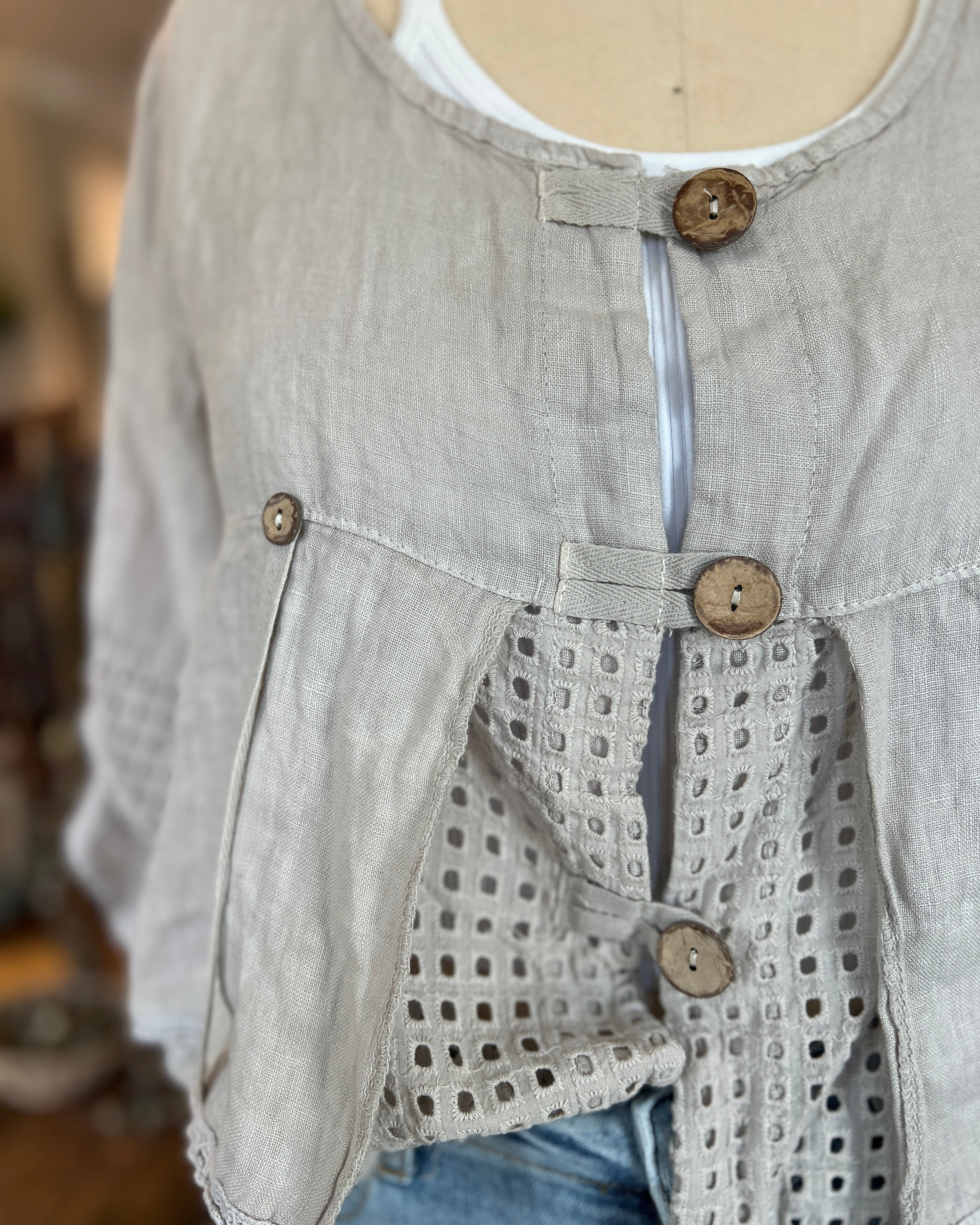 Openwork Button Jacket