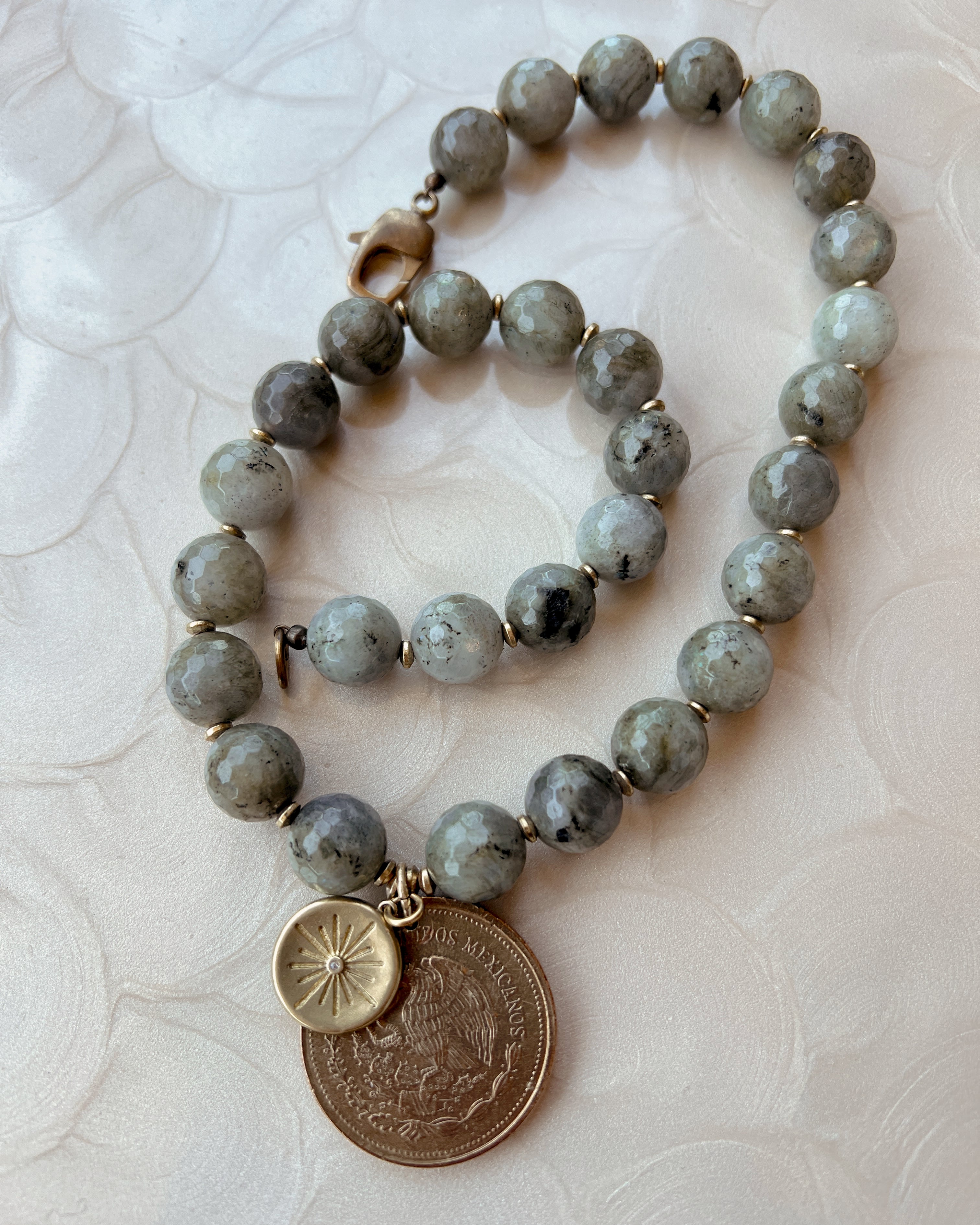 Labradorite Large Coin Boho Strand