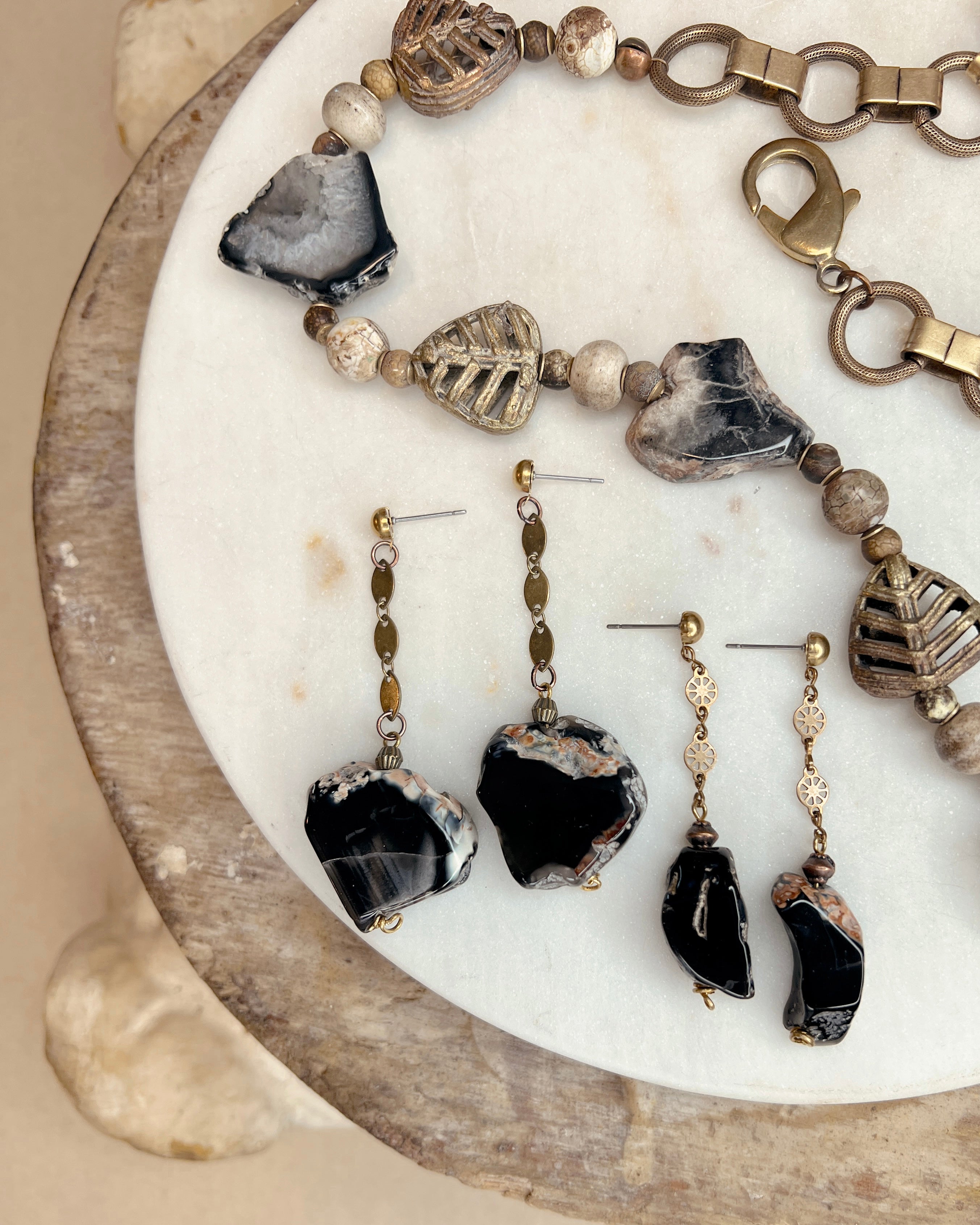 Black Agate Dangles