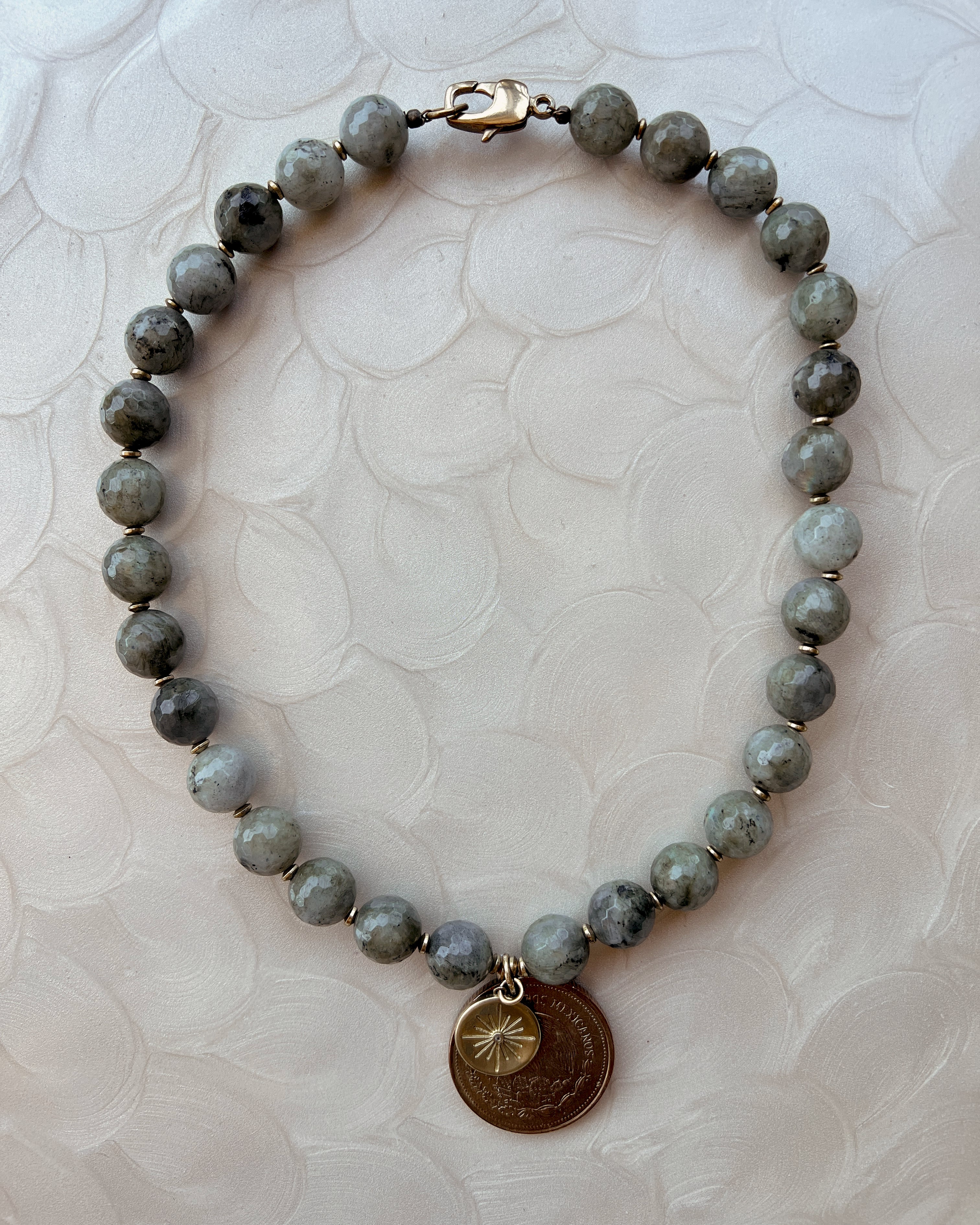 Labradorite Large Coin Boho Strand