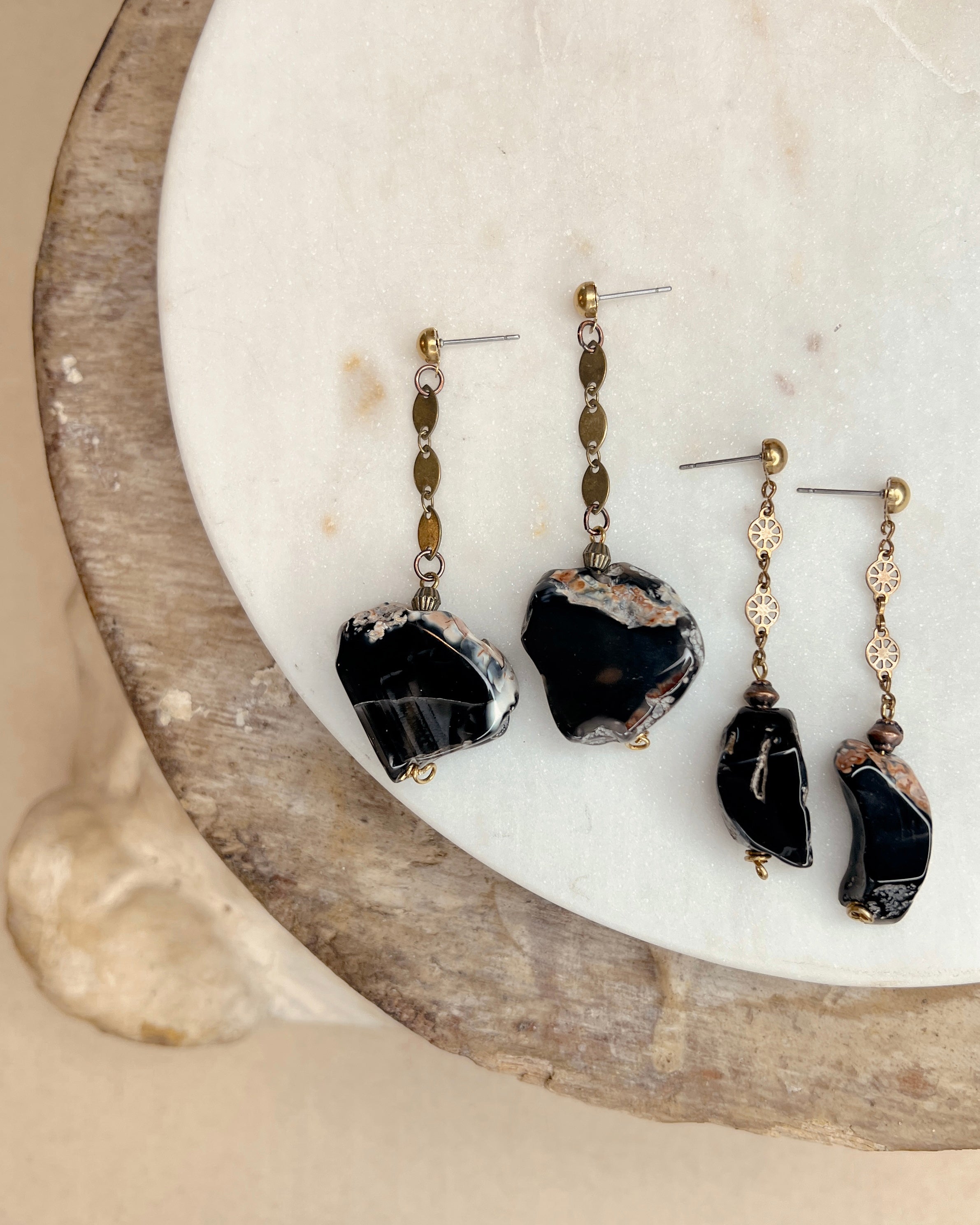 Black Agate Dangles